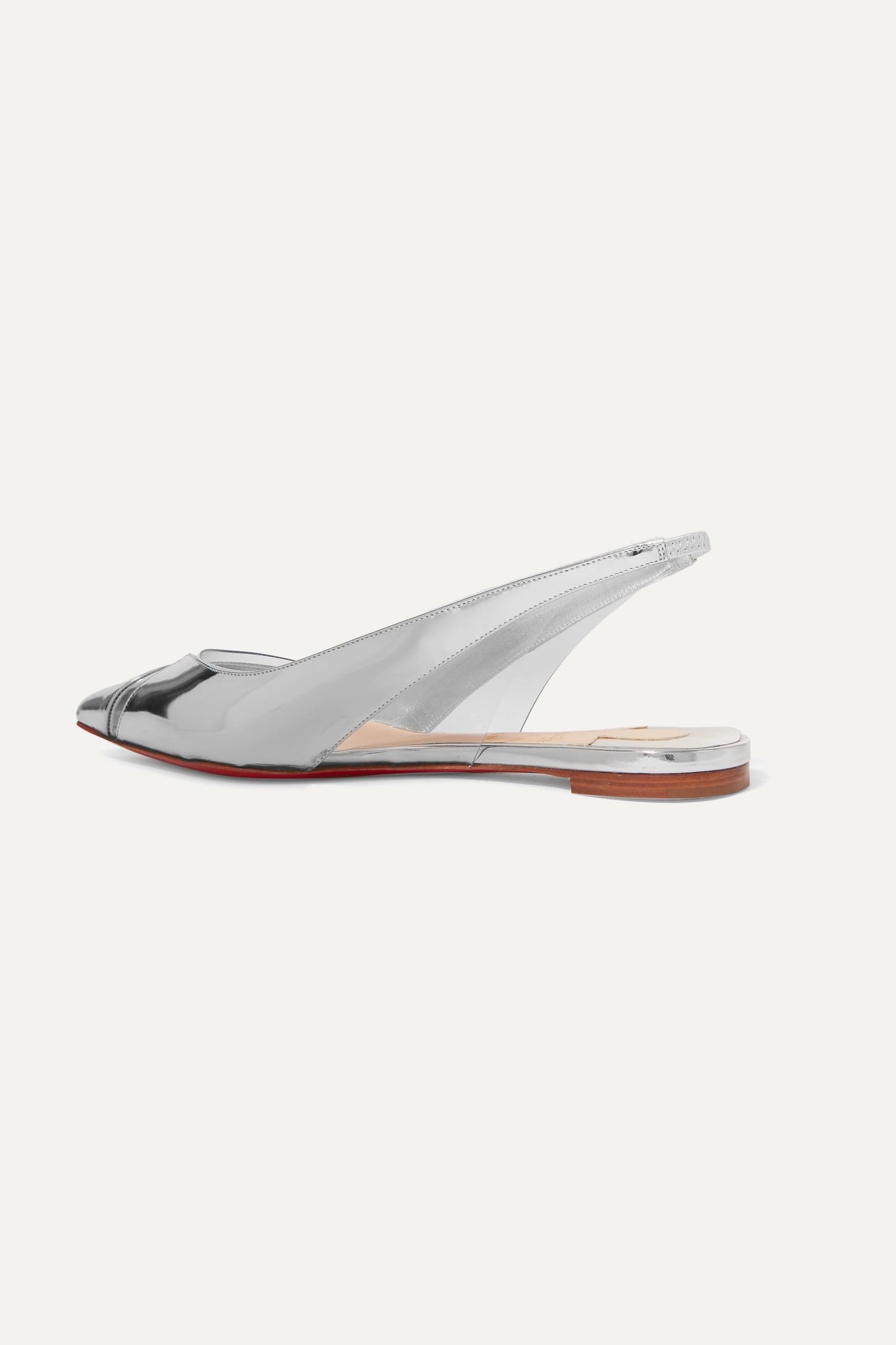 V Dec PVC and metallic leather slingback point-toe flats - 4