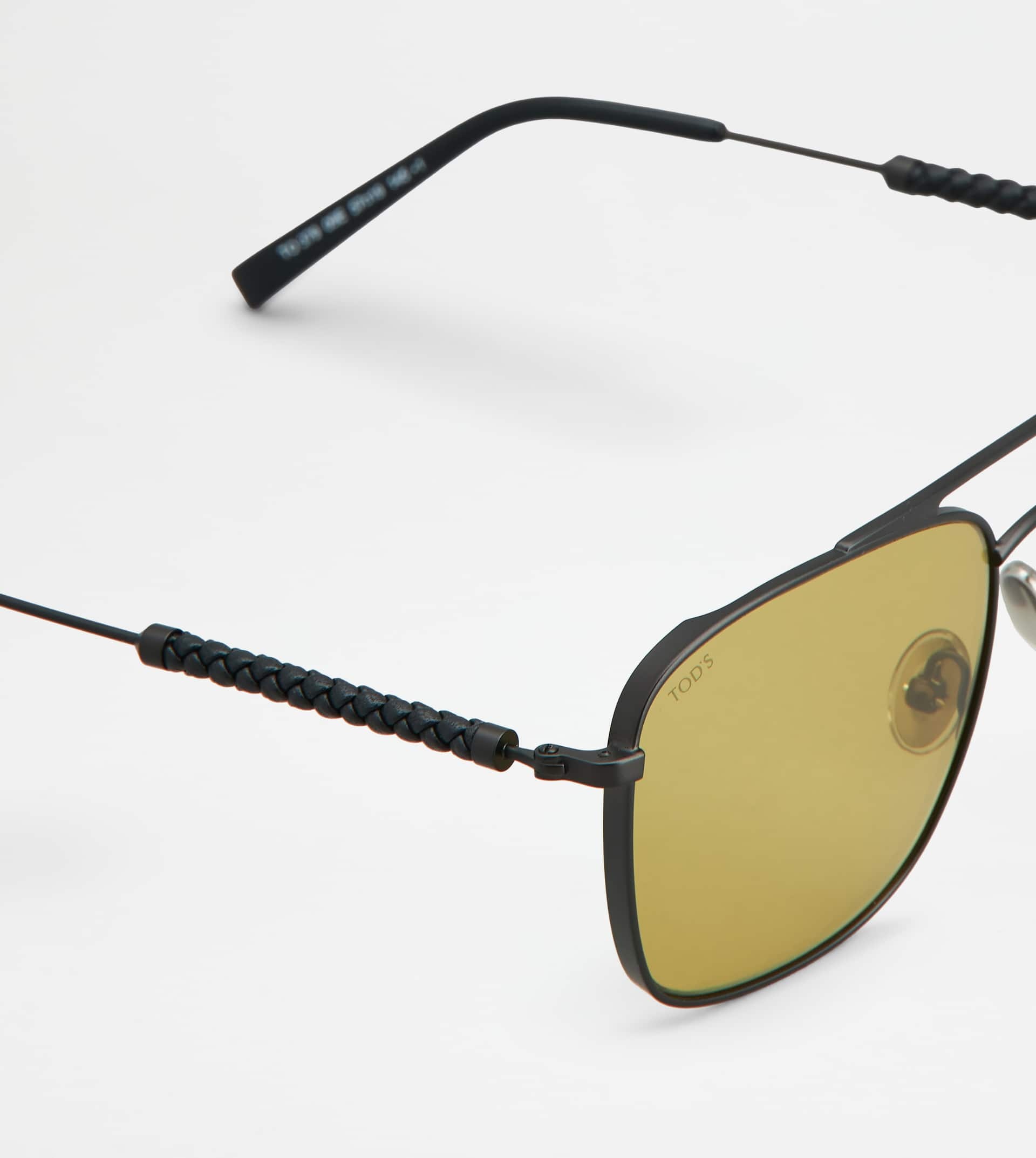 SUNGLASSES WITH TEMPLES IN LEATHER - GREY - 4