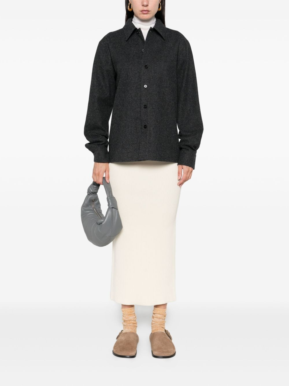 button-down wool shirt - 2