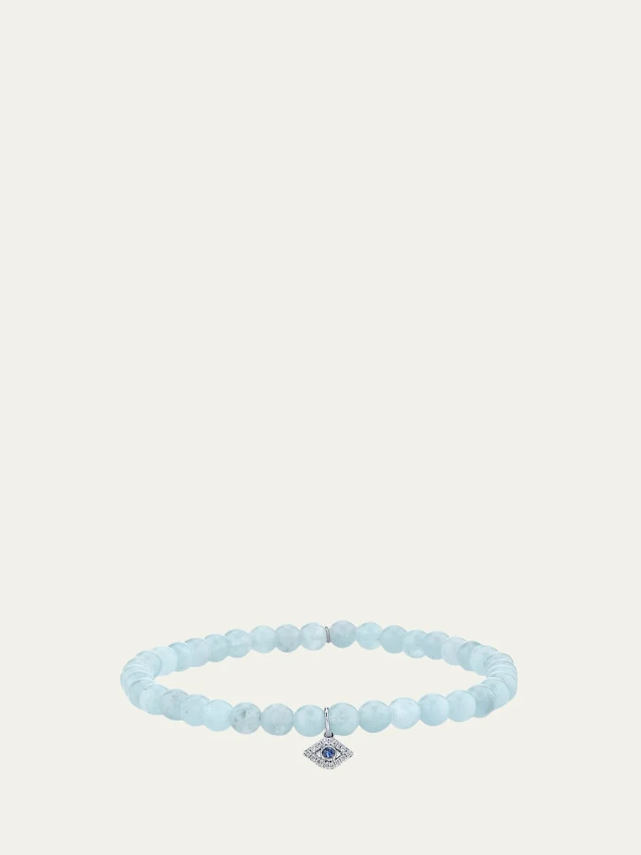 14K White Gold Diamond Small Bezel Eye Bracelet - 1