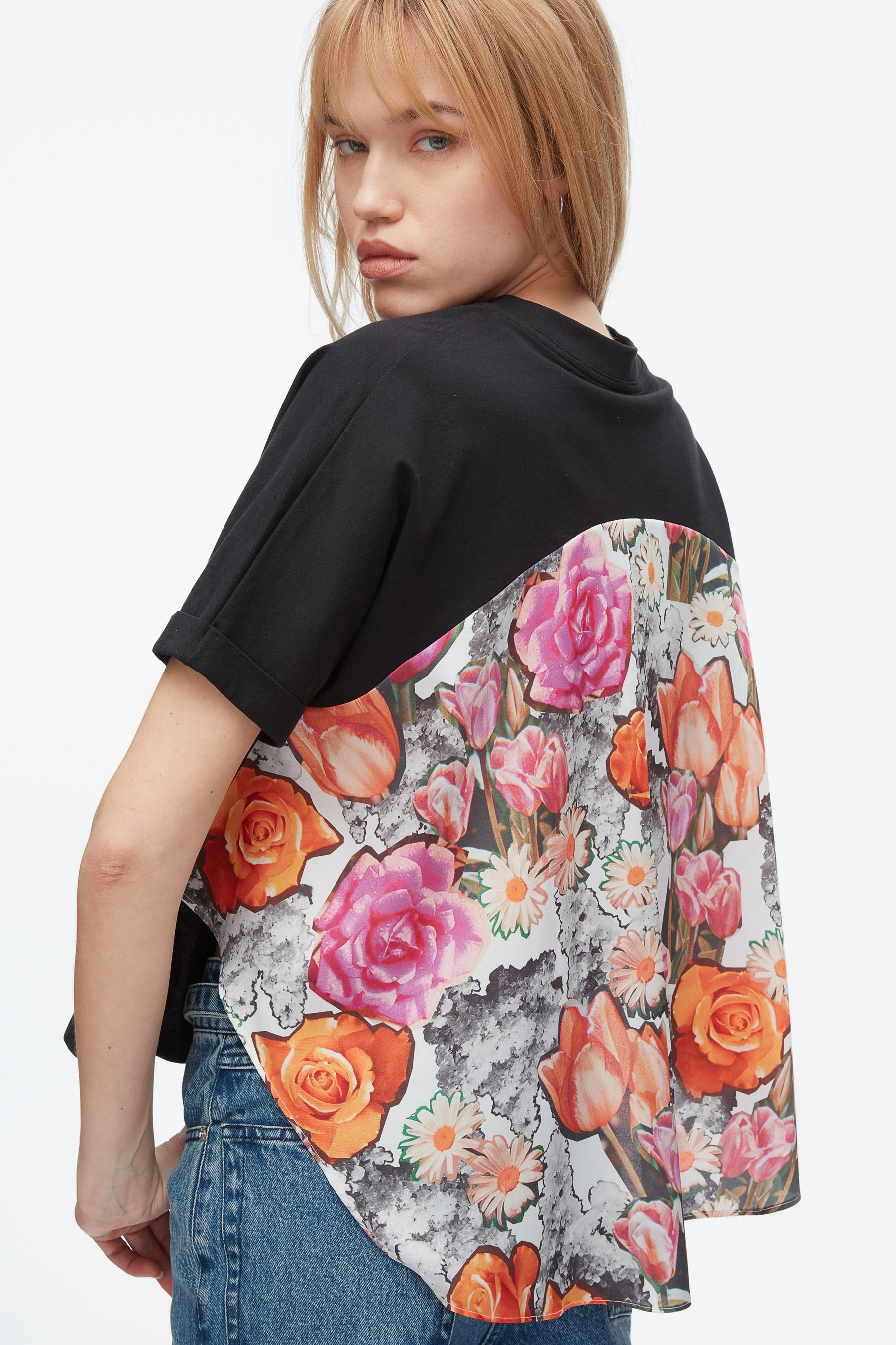 Short Sleeve Tee with Floral Collage Combo - 6