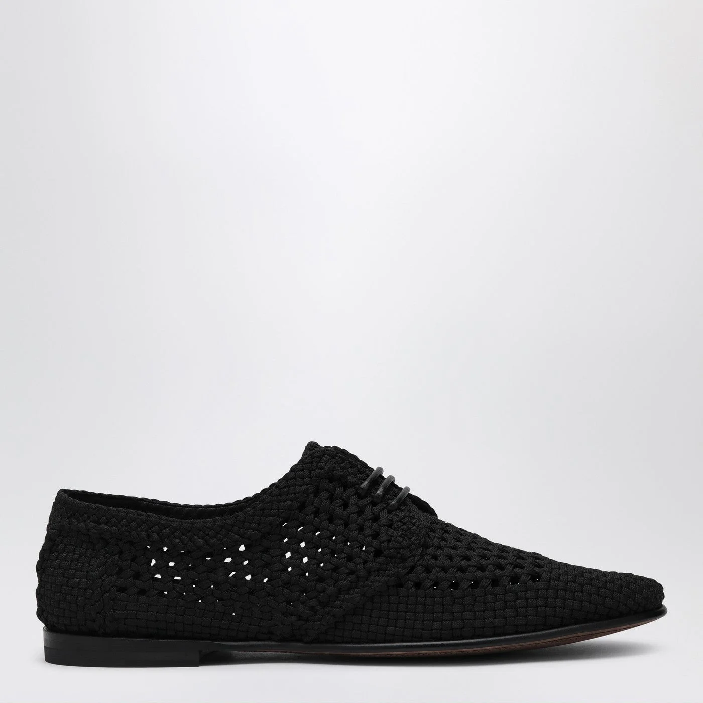 Black woven fabric derby - 1