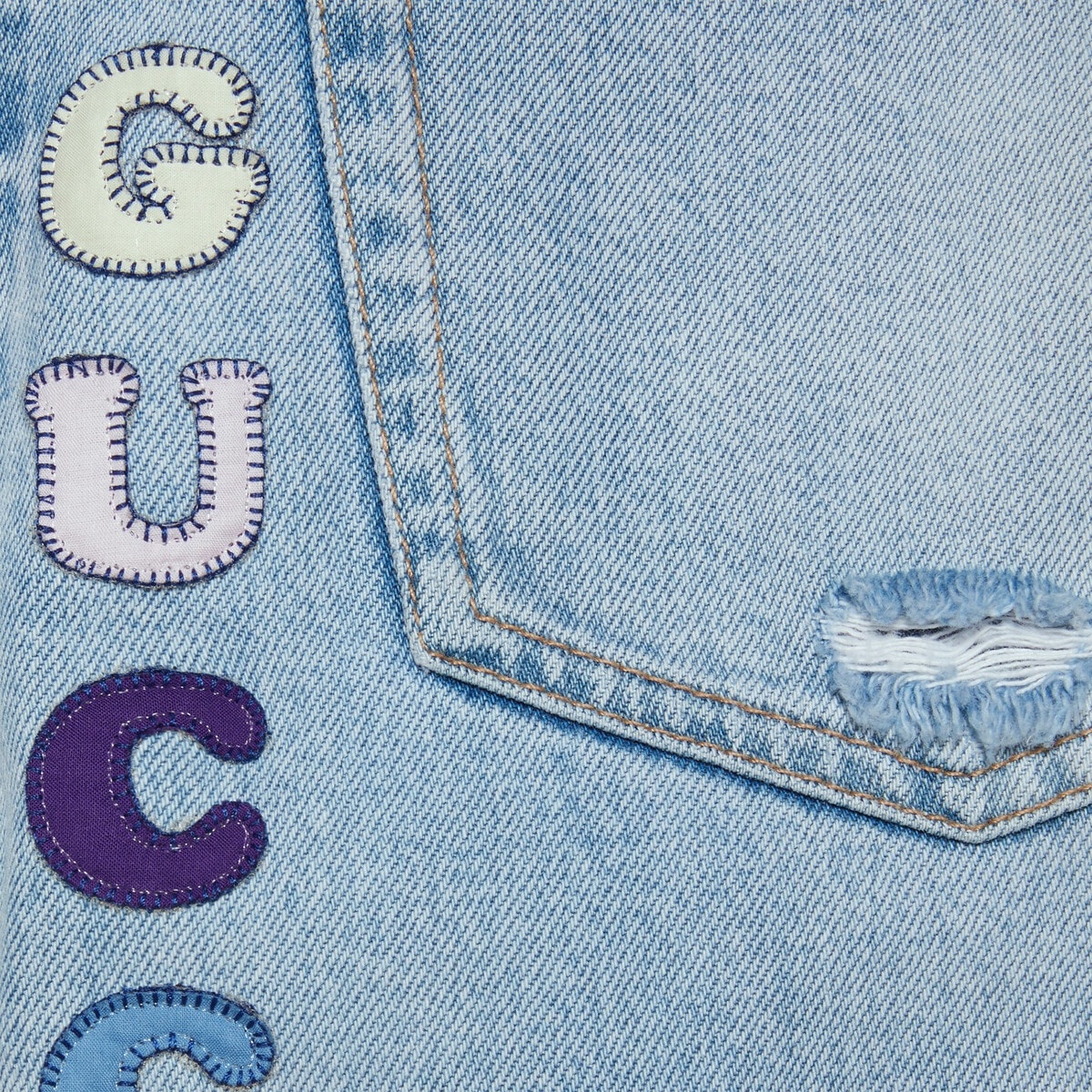 Denim pant with animal embroidery - 3