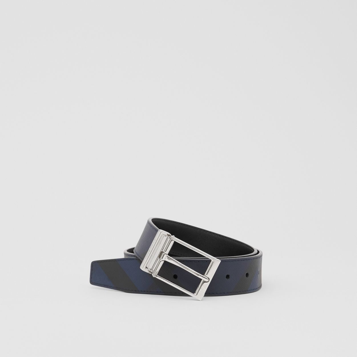 Reversible London Check and Leather Belt - 1