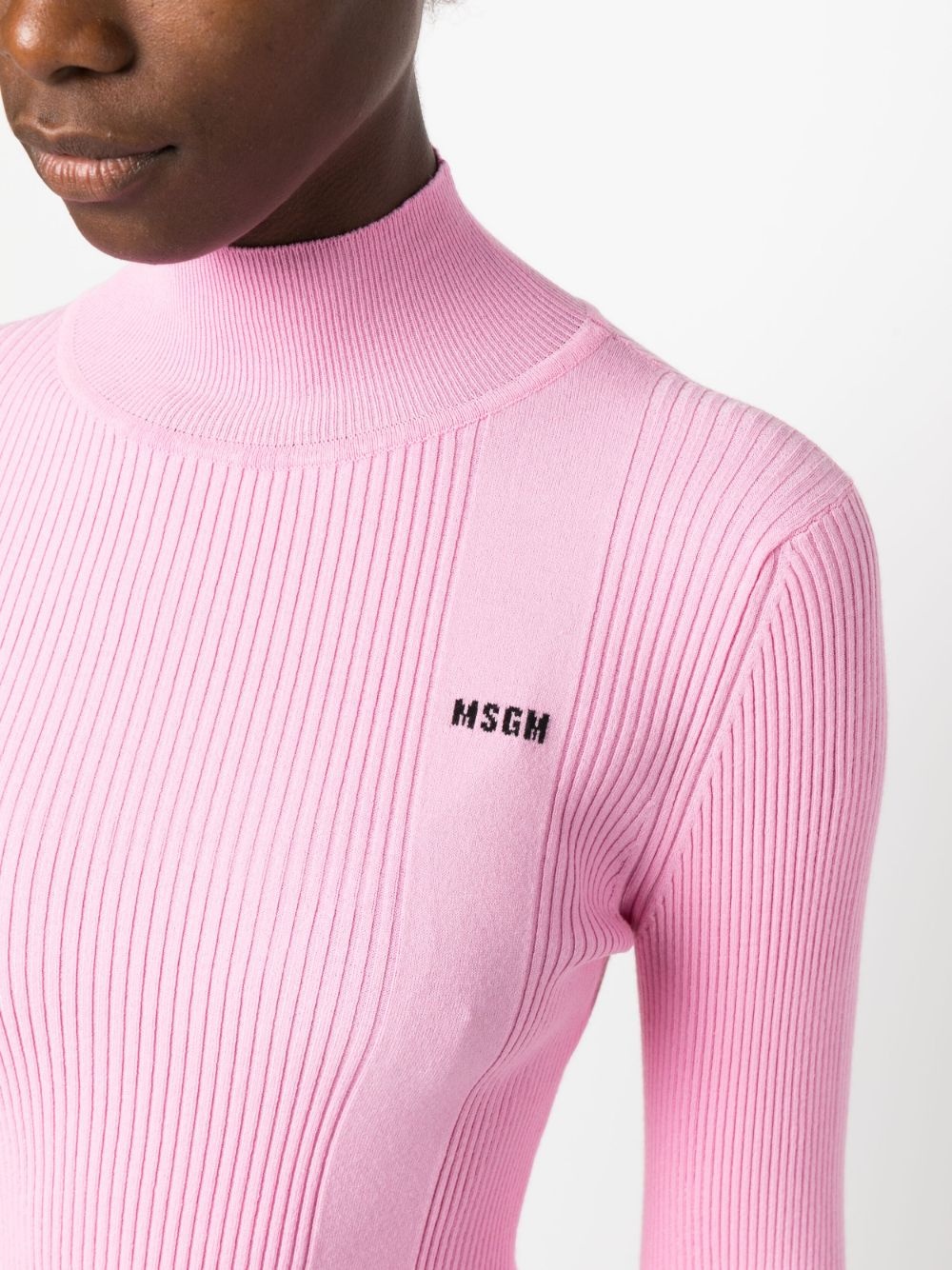 intarsia-knit logo ribbed knit jumper - 5