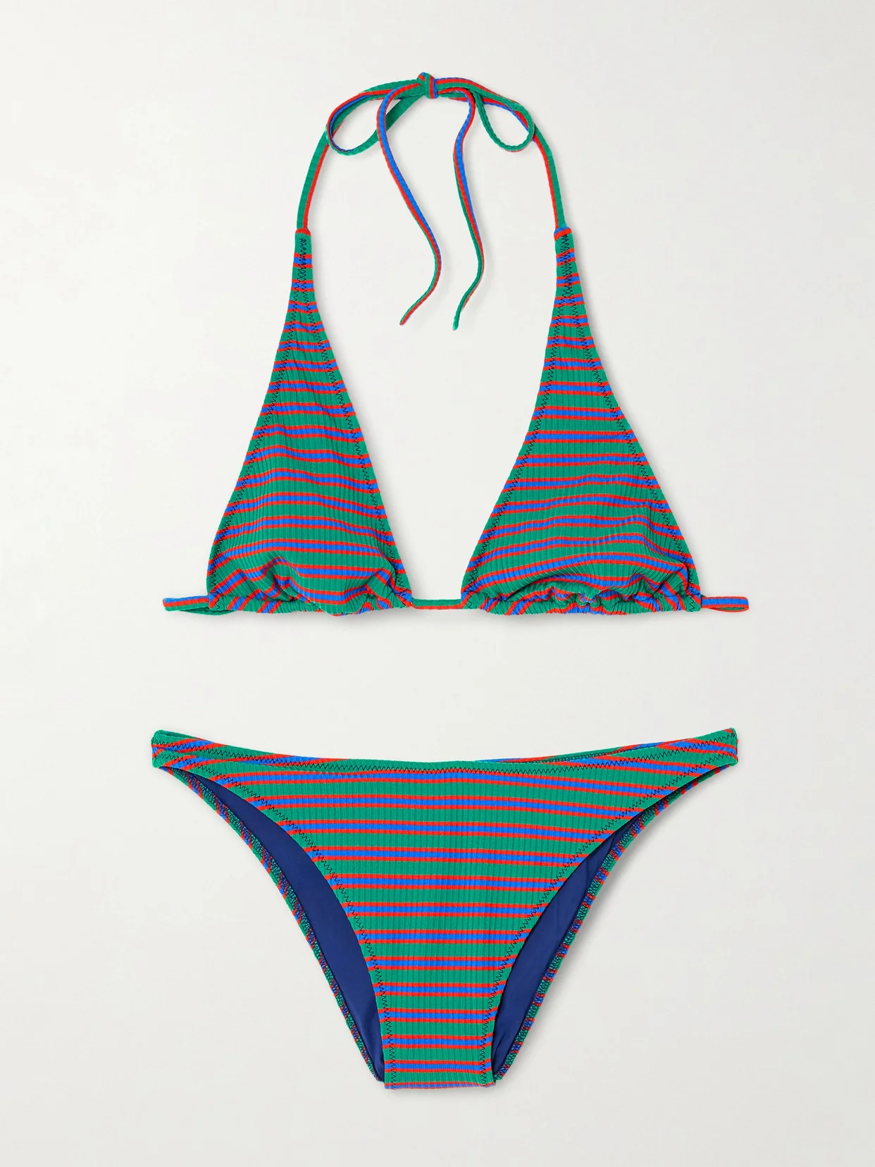 Cinquantacinque Striped Ribbed Triangle Bikini - 1