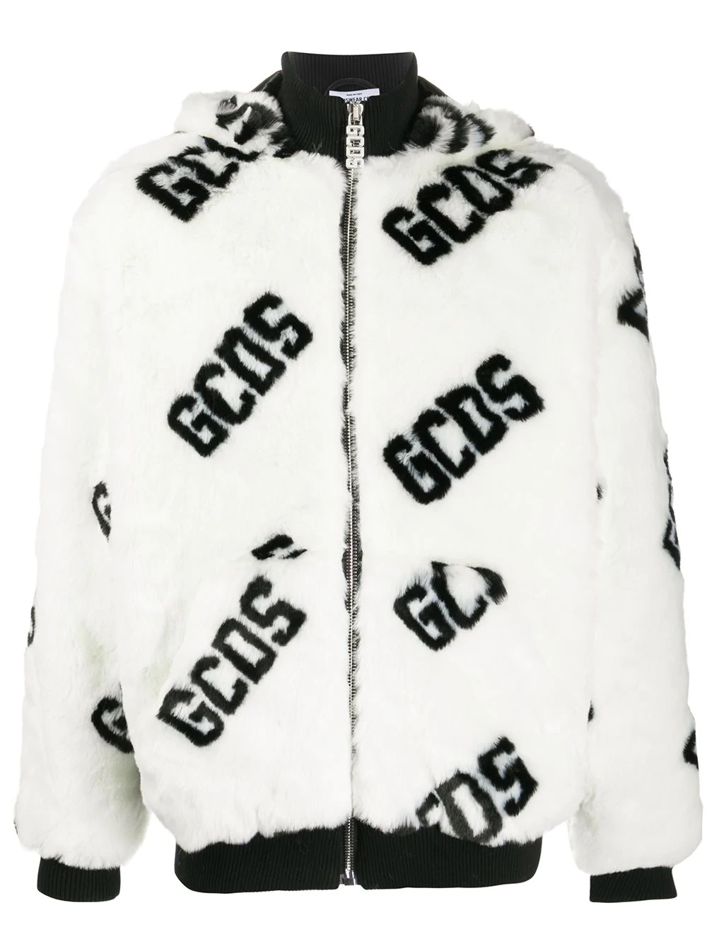 faux-fur logo hooded jacket - 1