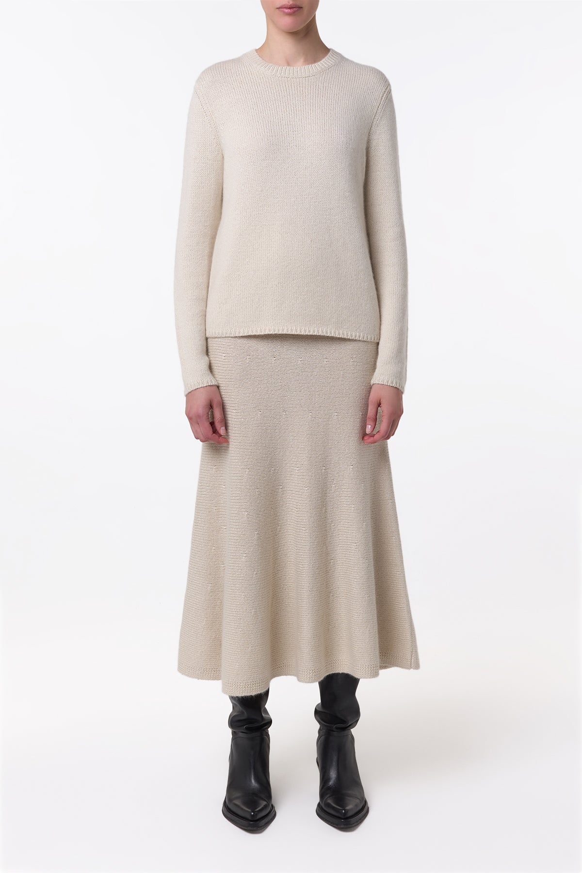 Titus Knit Sweater in Ivory Cashmere - 3