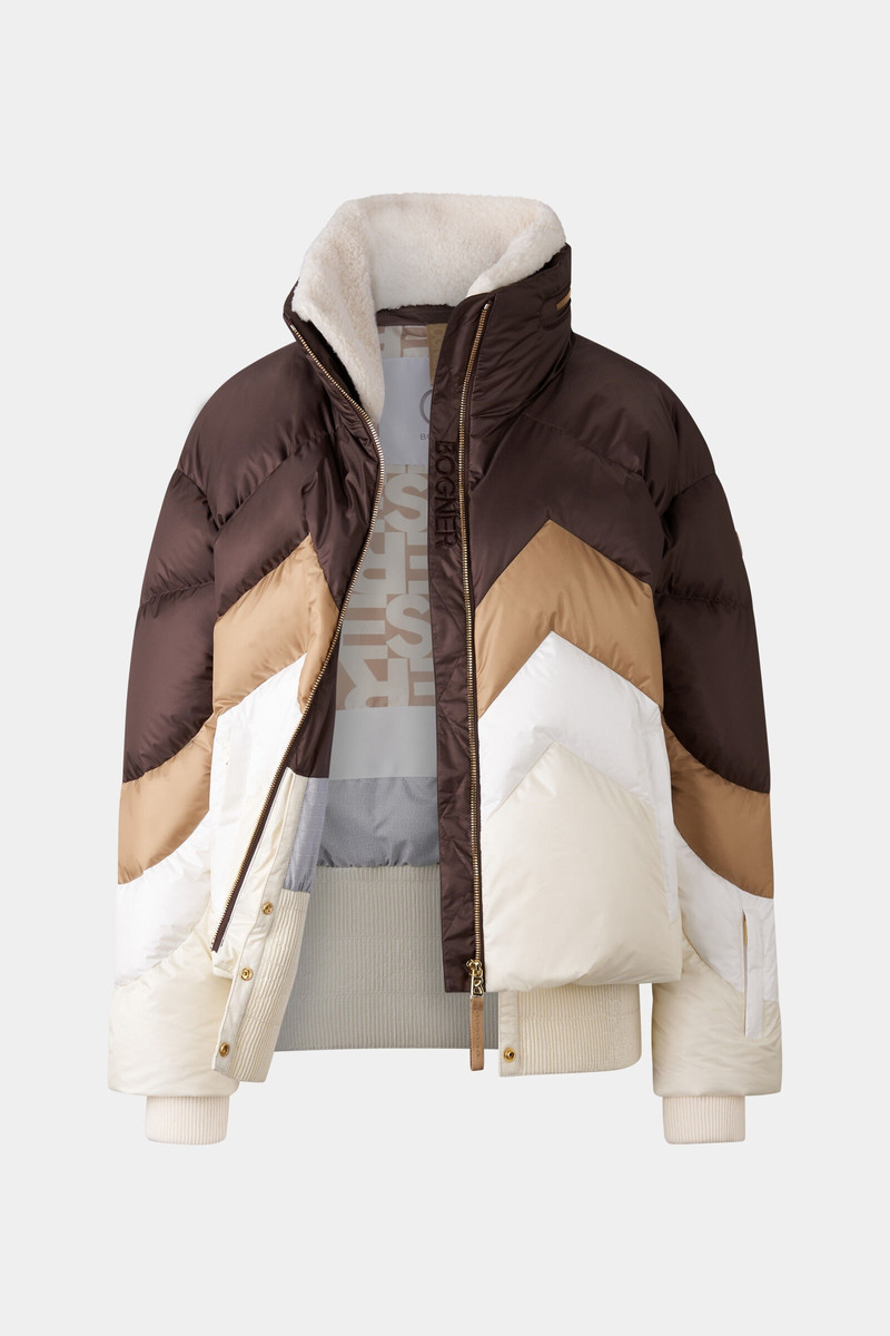 BOGNER Vanja Down ski jacket in Dark brown/Off-white outlook