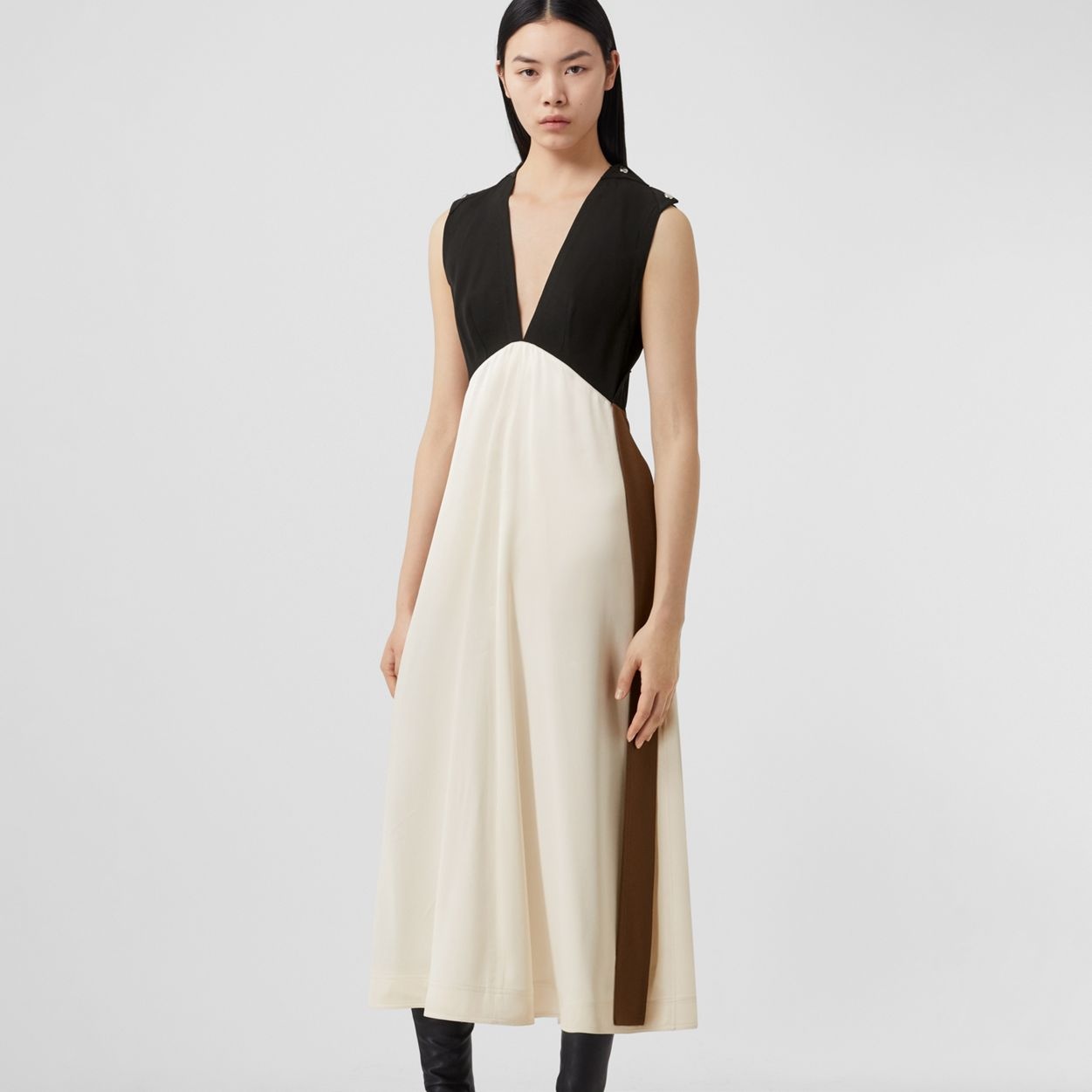 Sleeveless Colour Block Viscose Dress - 7