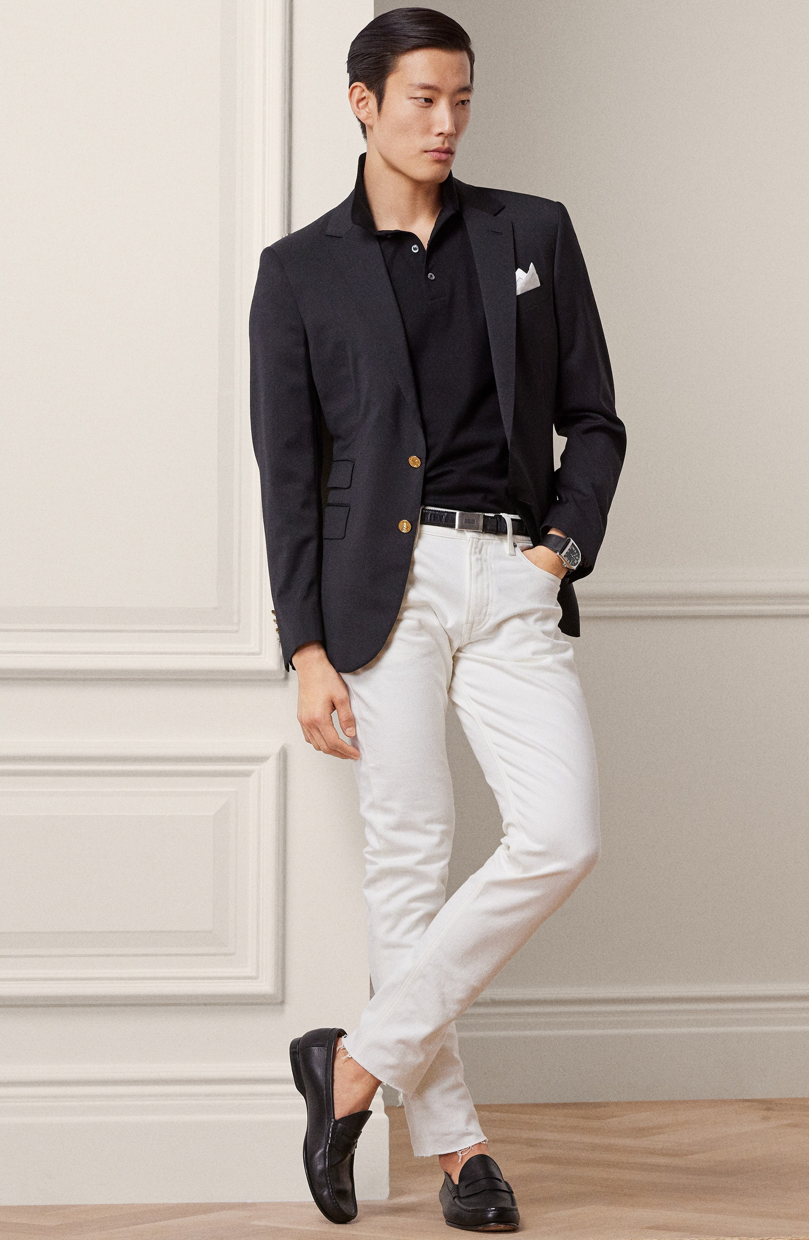 Ralph Lauren Purple Label Embroidered Standing Horse Cotton Piqué Polo in Black at Nordstrom - 5