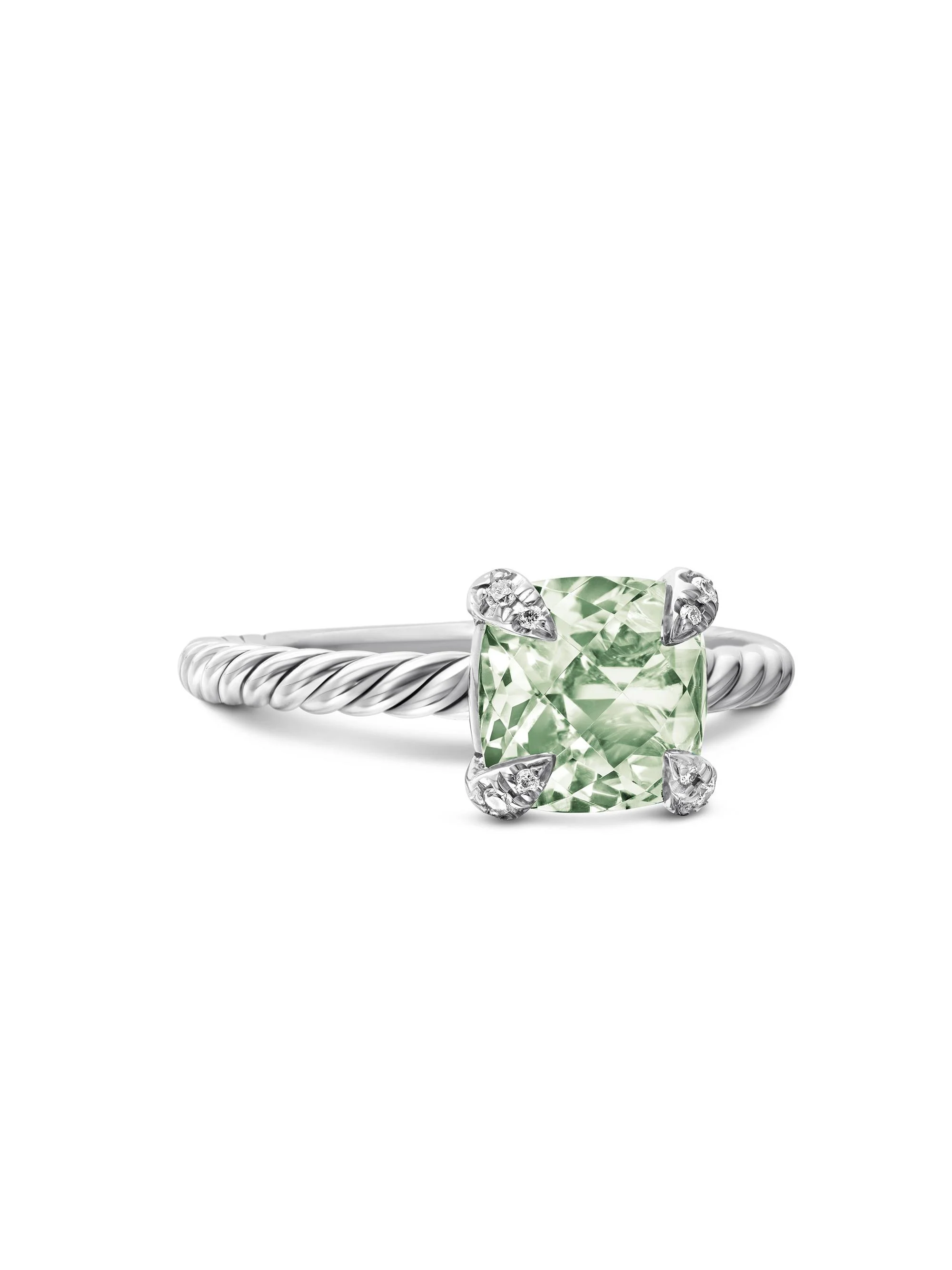 Women's Chatelaine Ring with Pavé Diamonds - Prasiolite - 1