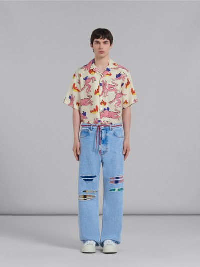 Marni STRAIGHT TROUSERS IN COATED BLUE DENIM AND MOHAIR outlook