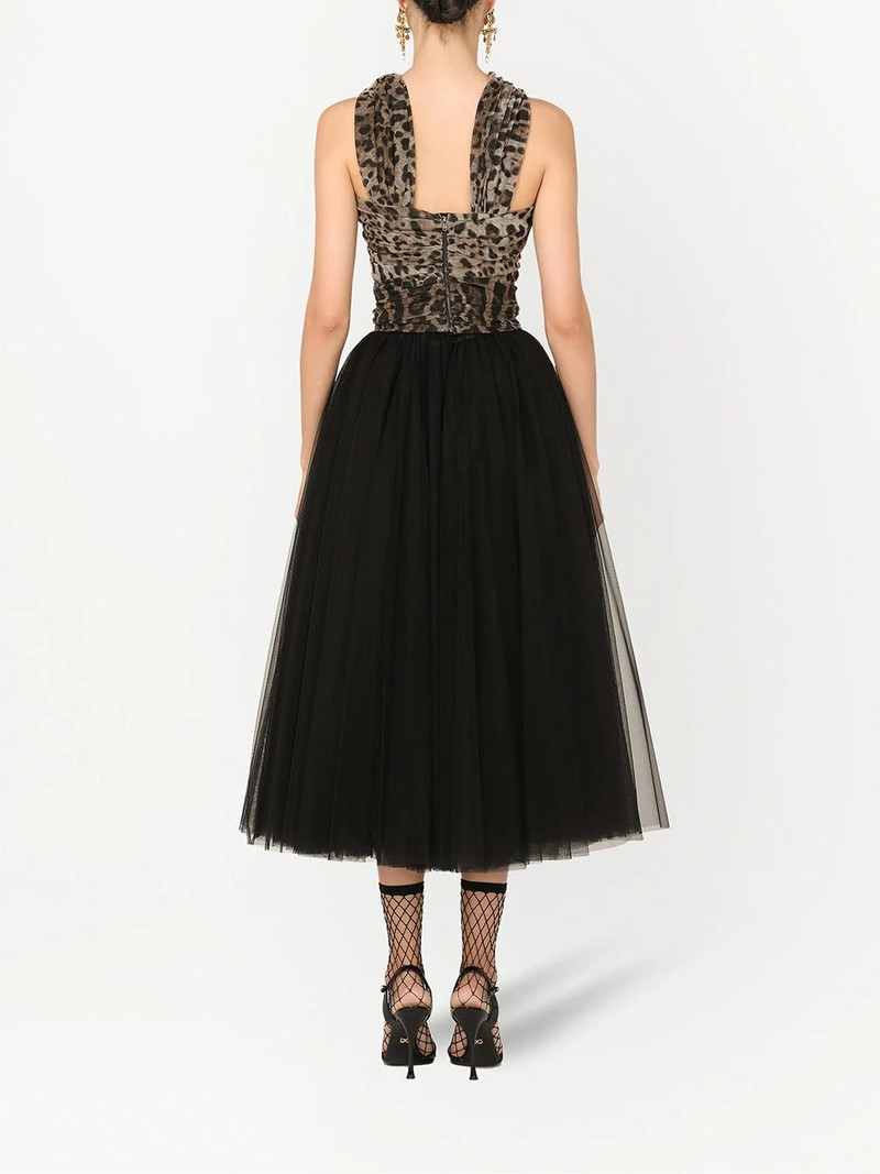 leopard print-panel tulle gown 4