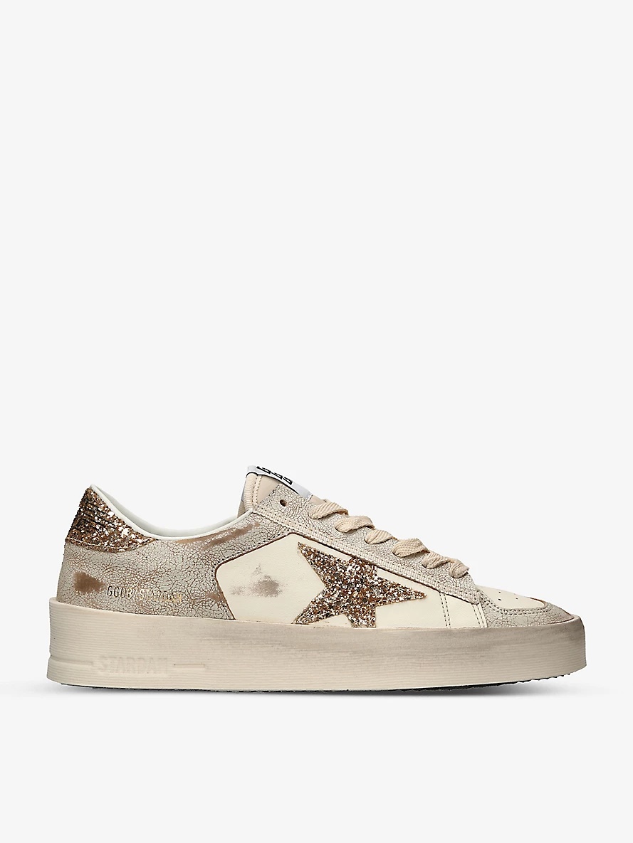 Stardan star glitter-embellished leather trainers - 1