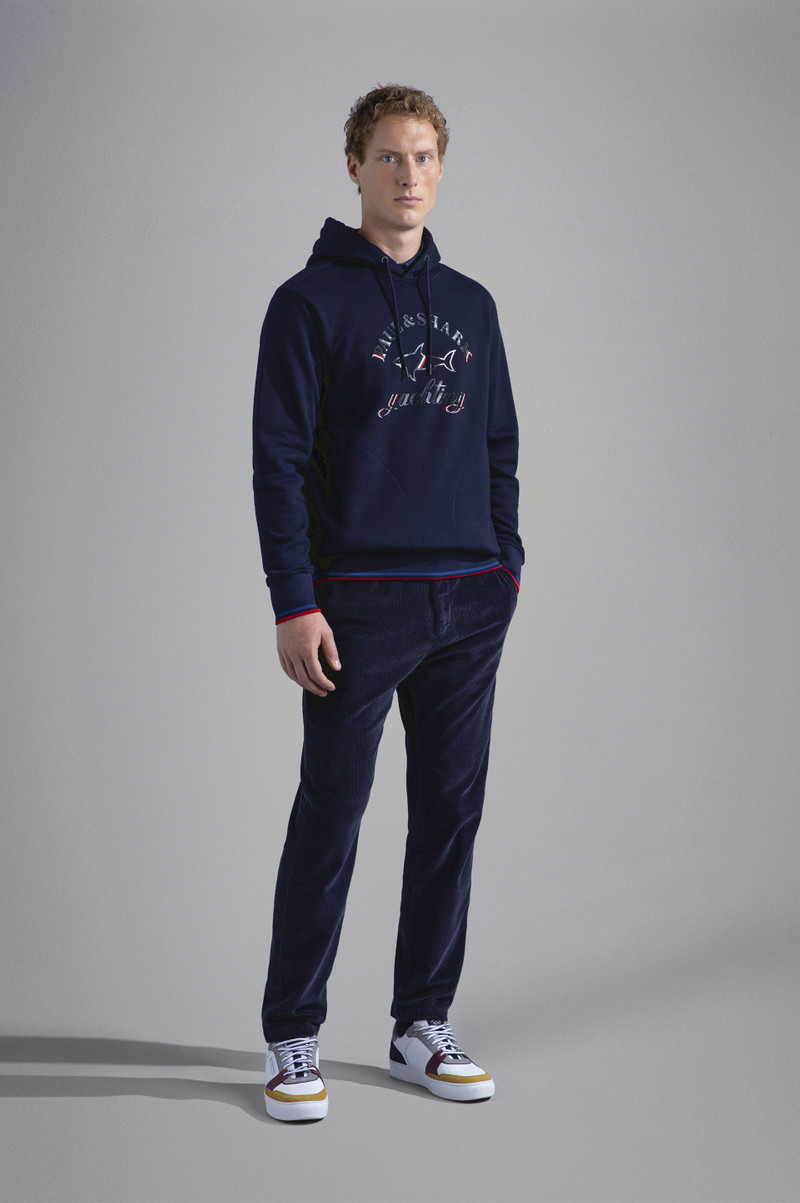 Paul & Shark COTTON HOODIE WITH TRICOLOUR PROFILES AND PRINT outlook