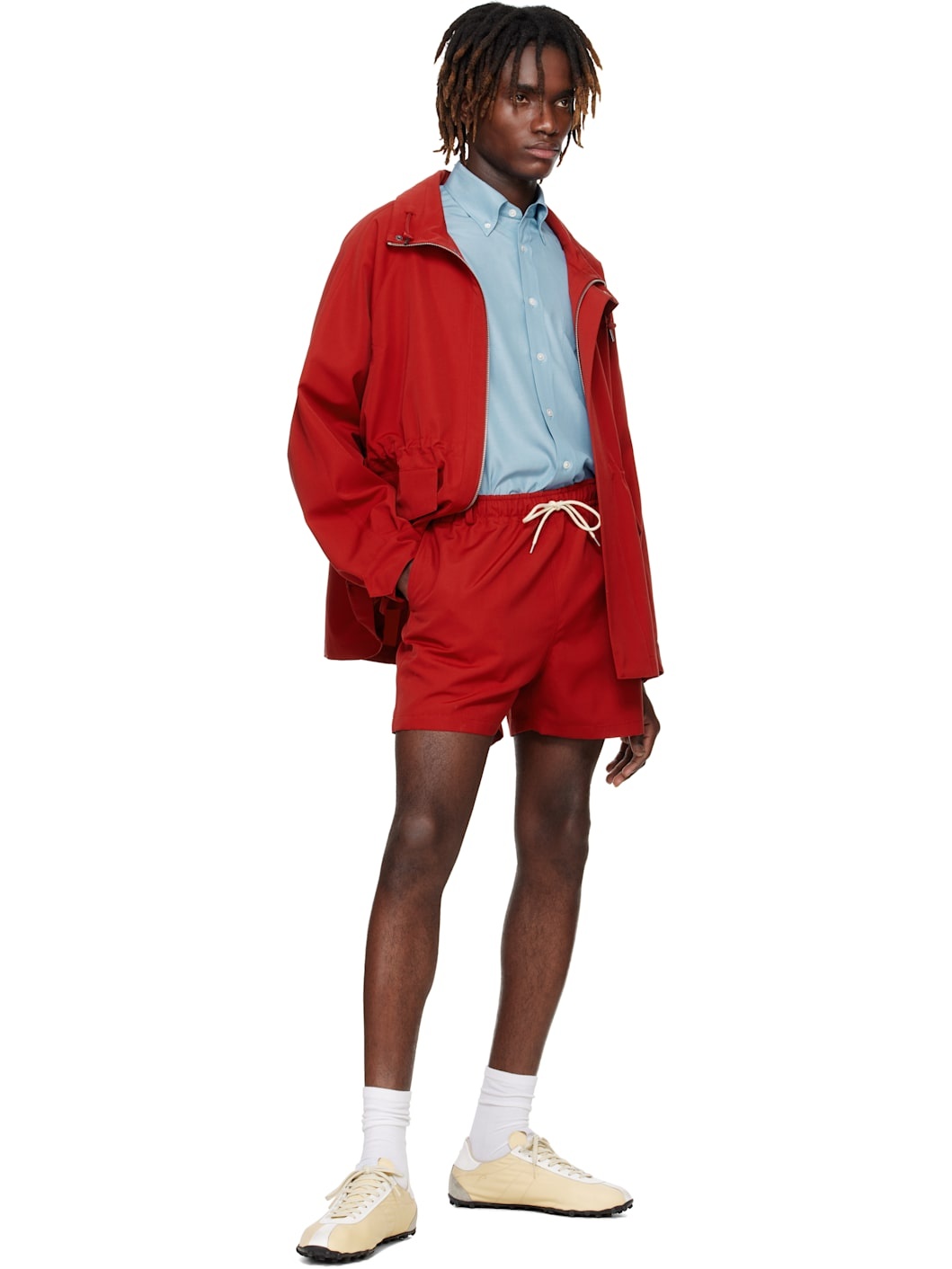 Red Wool Max Canvas Shorts - 4