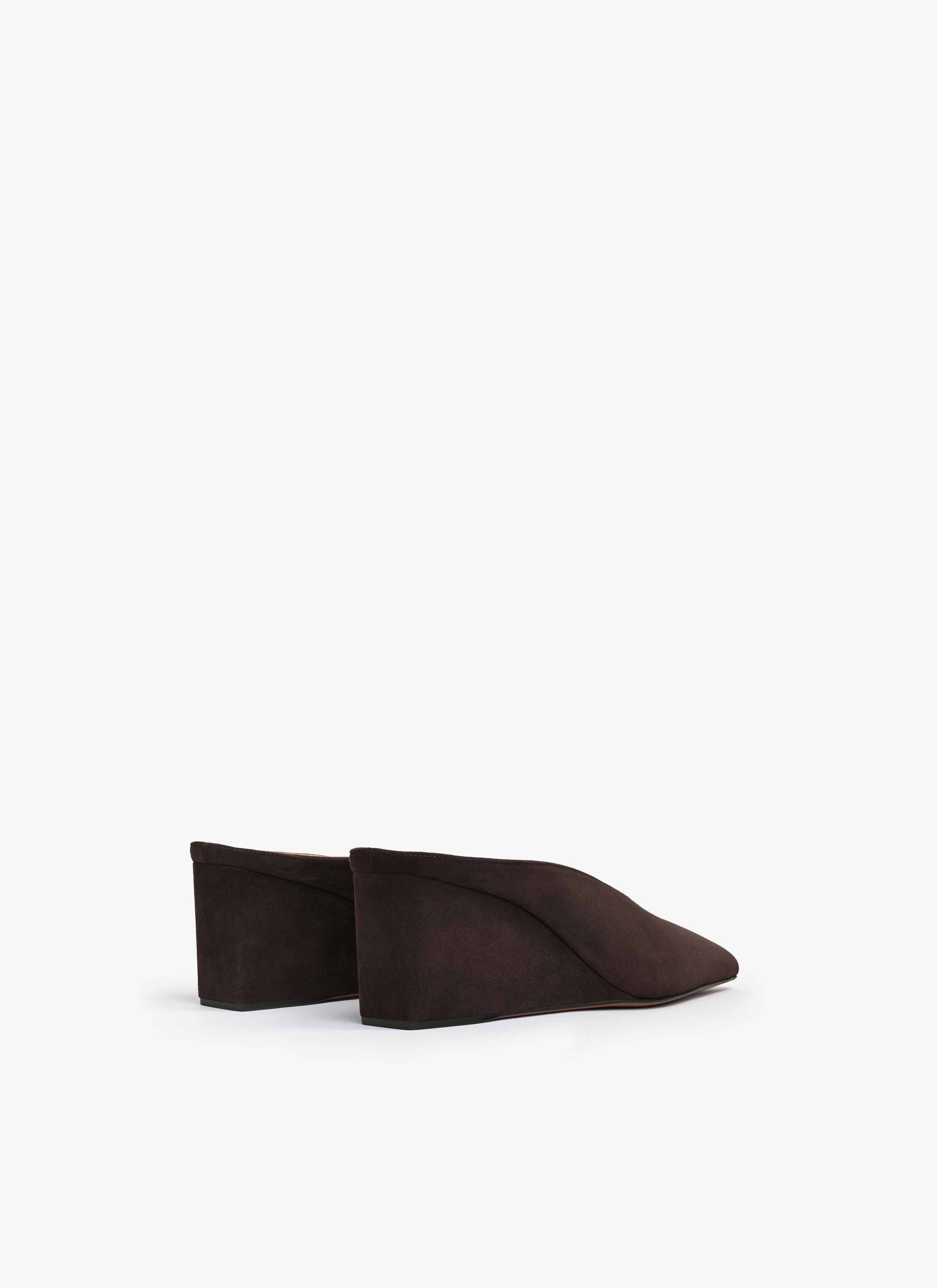 CUBE WEDGE MULES IN SUEDE GOATSKIN - 2