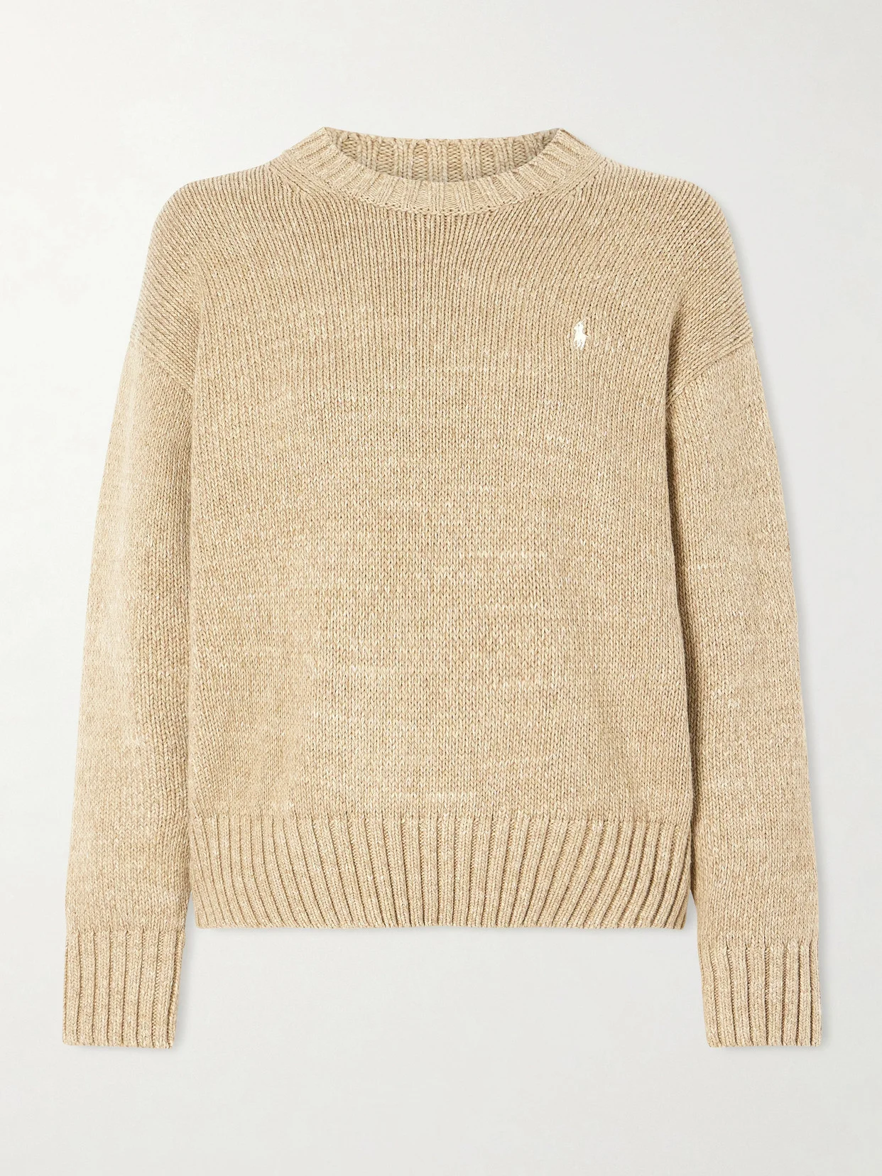 Embroidered Intarsia-knit Cotton Sweater - 1