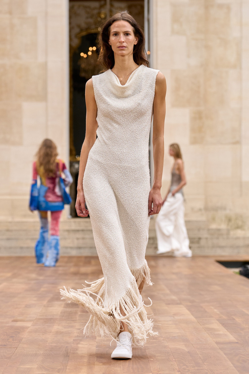 GABRIELA HEARST Awar Fringe Maxi Dress in Ivory Silk Boucle outlook