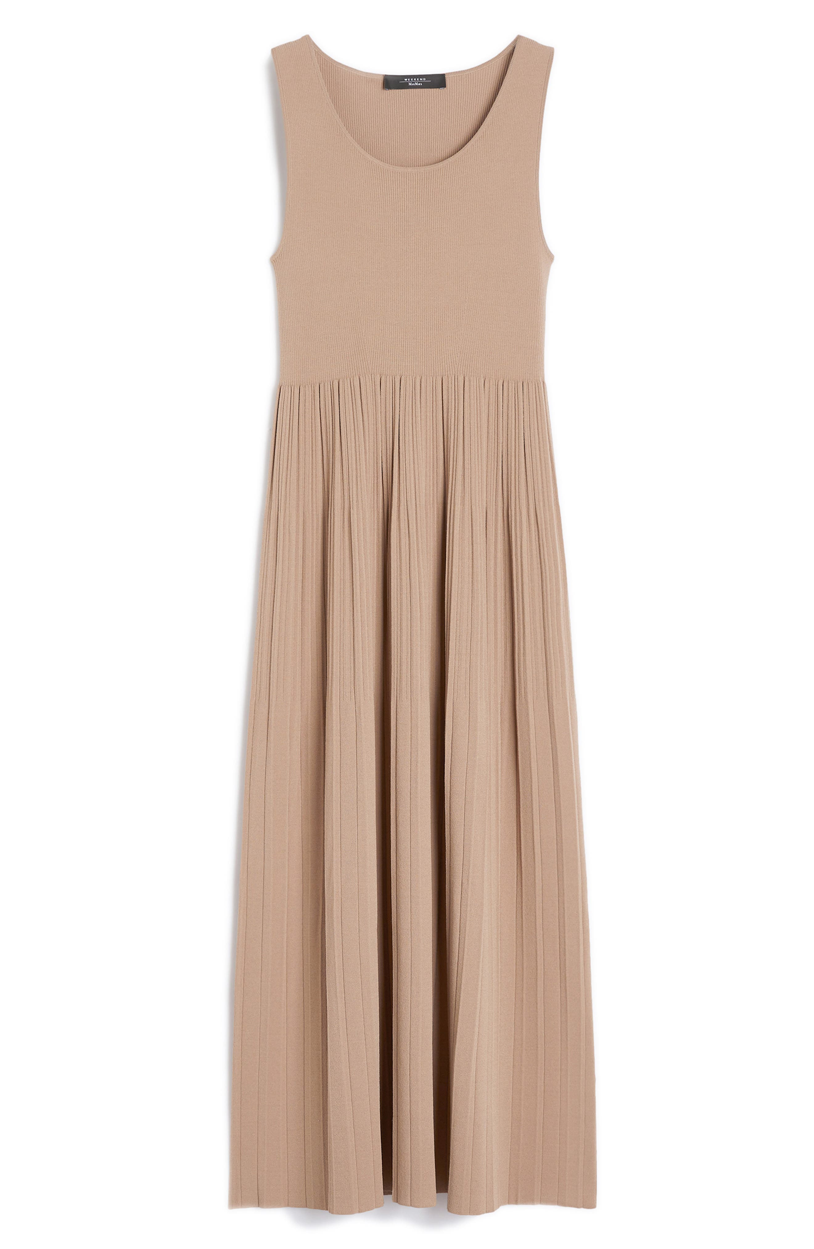 Weekend Max Mara Markus Plissé Crepe Sleeveless Dress in Marron Glace at Nordstrom - 3