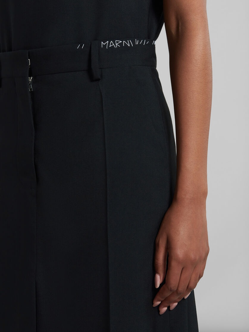 BLACK TROPICAL WOOL MIDI SKIRT - 4