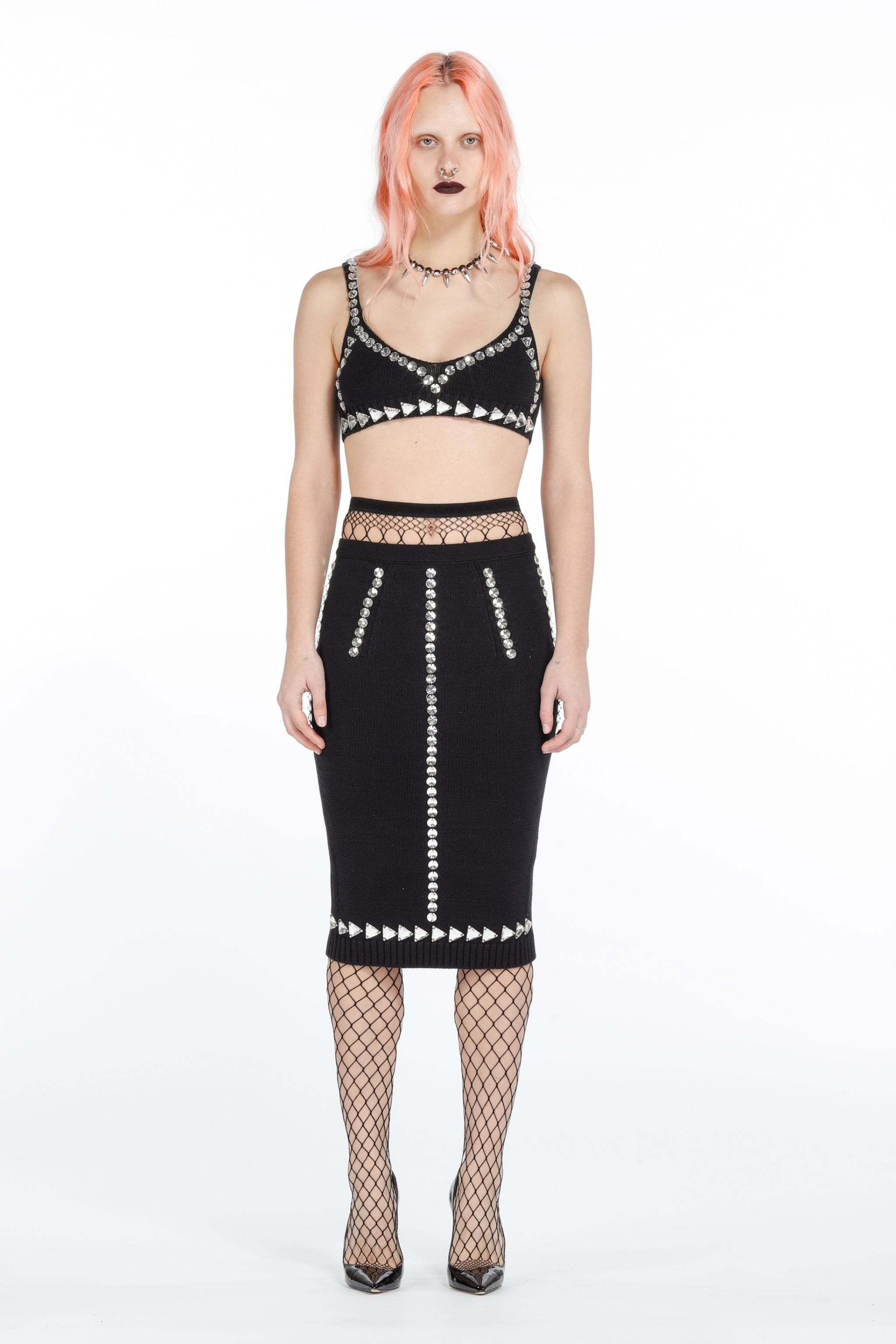 CRYSTAL-EMBELLISHED PENCIL SKIRT - 1
