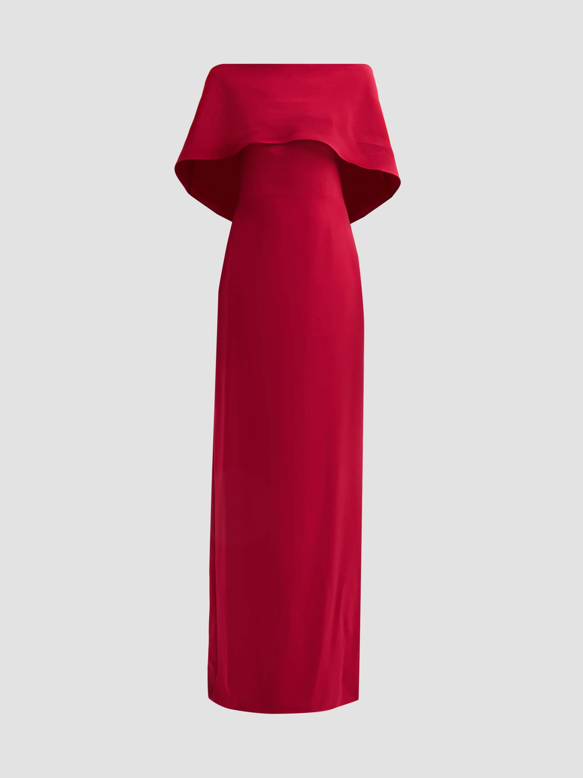 Women's Stretch Crepe Scarf Column Gown - Crimson - 1