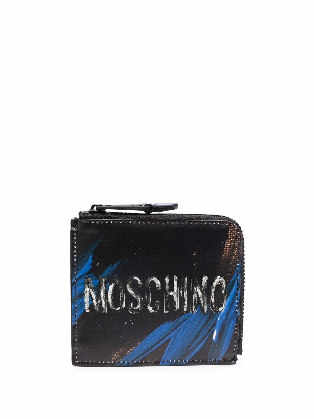 logo-print leather wallet - 1