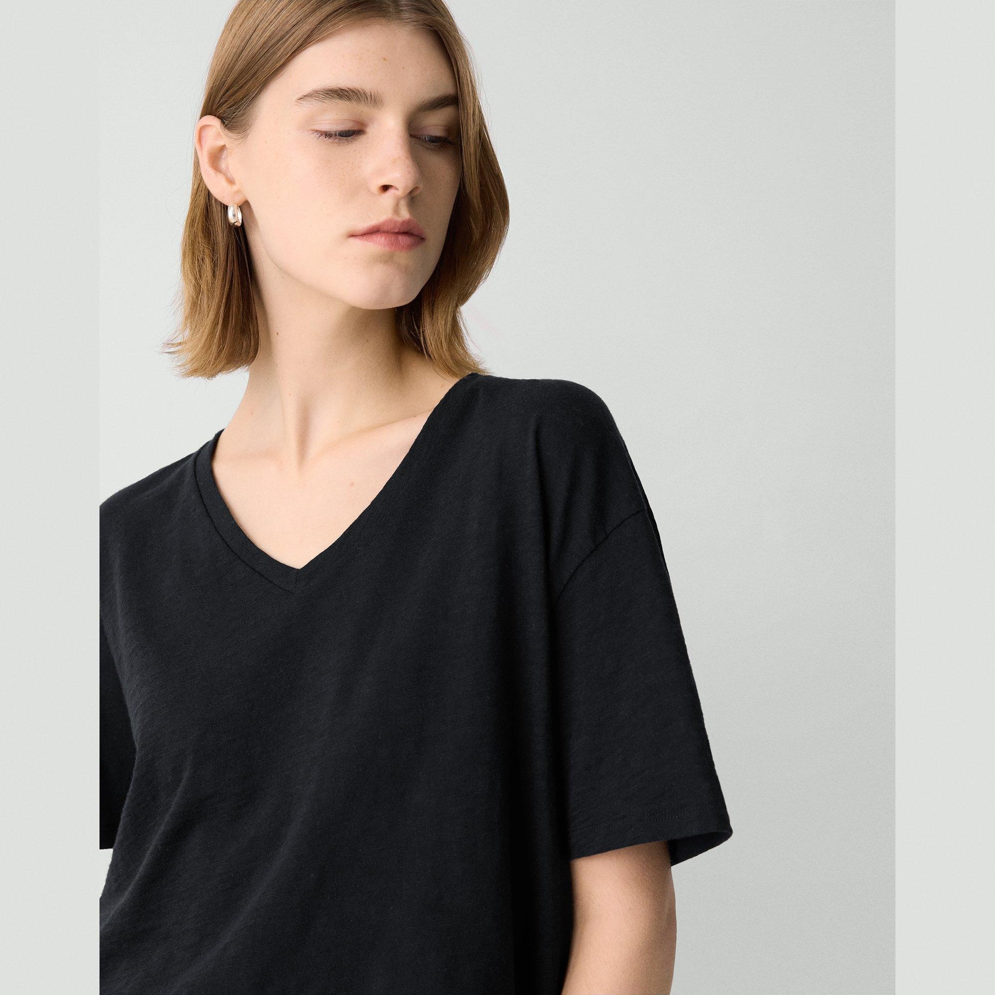 Relaxed V-Neck Tee in Cotton - 5