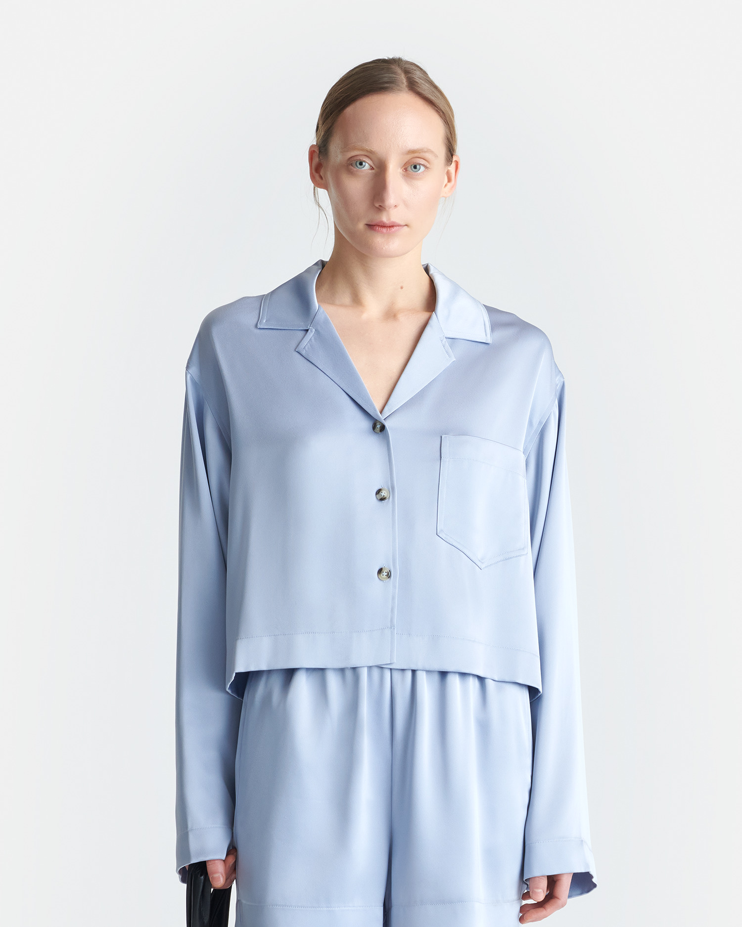 Cropped Slip Satin Shirt - 4