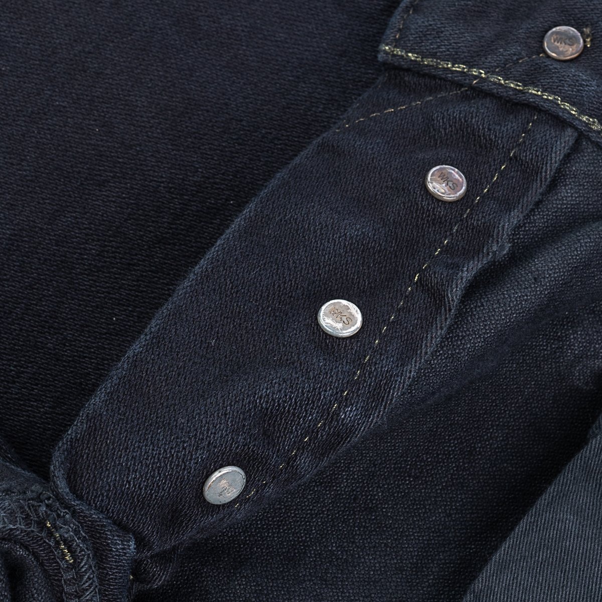 IH-666SBR-14od 14oz Broken Twill Selvedge Denim Slim Straight Cut Jeans - Indigo Overyded Black - 14