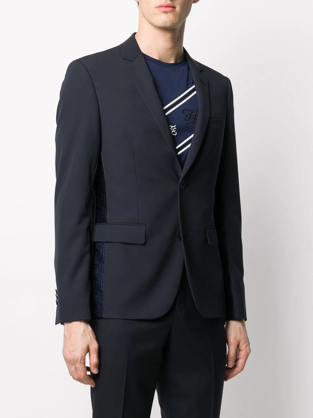 logo trim slim blazer - 3