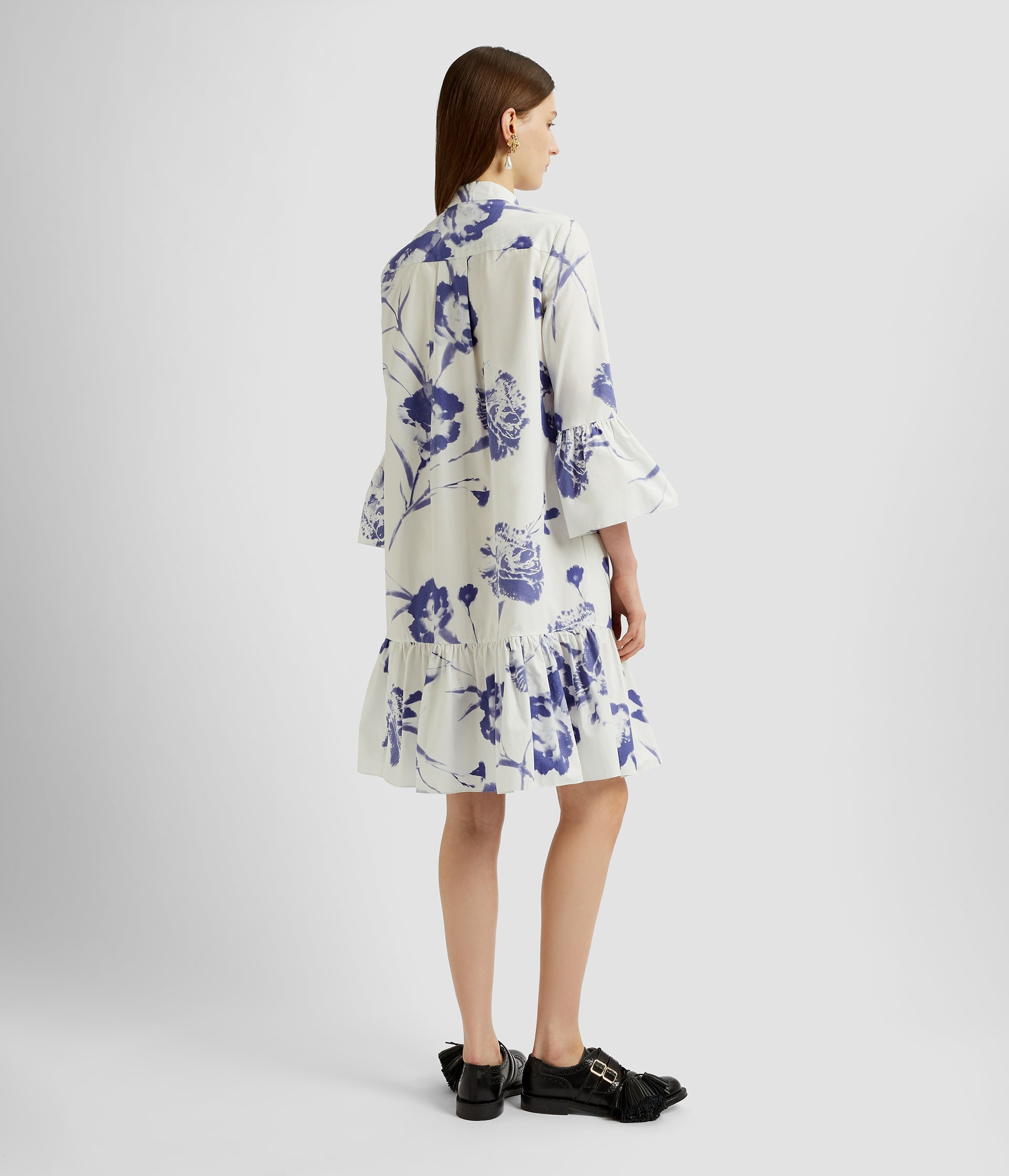 3/4 SLEEVE MINI DRESS WITH TIER HEM - 3