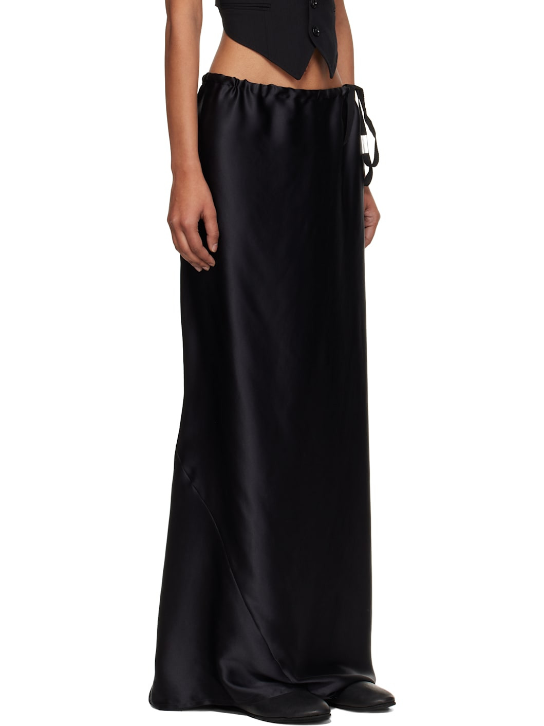 Black Eveline Long Bias Maxi Skirt - 2