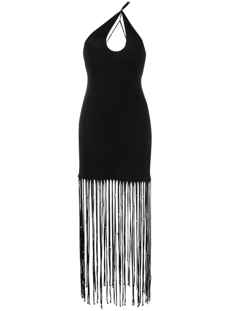 fringe-detailing cut-out dress 1