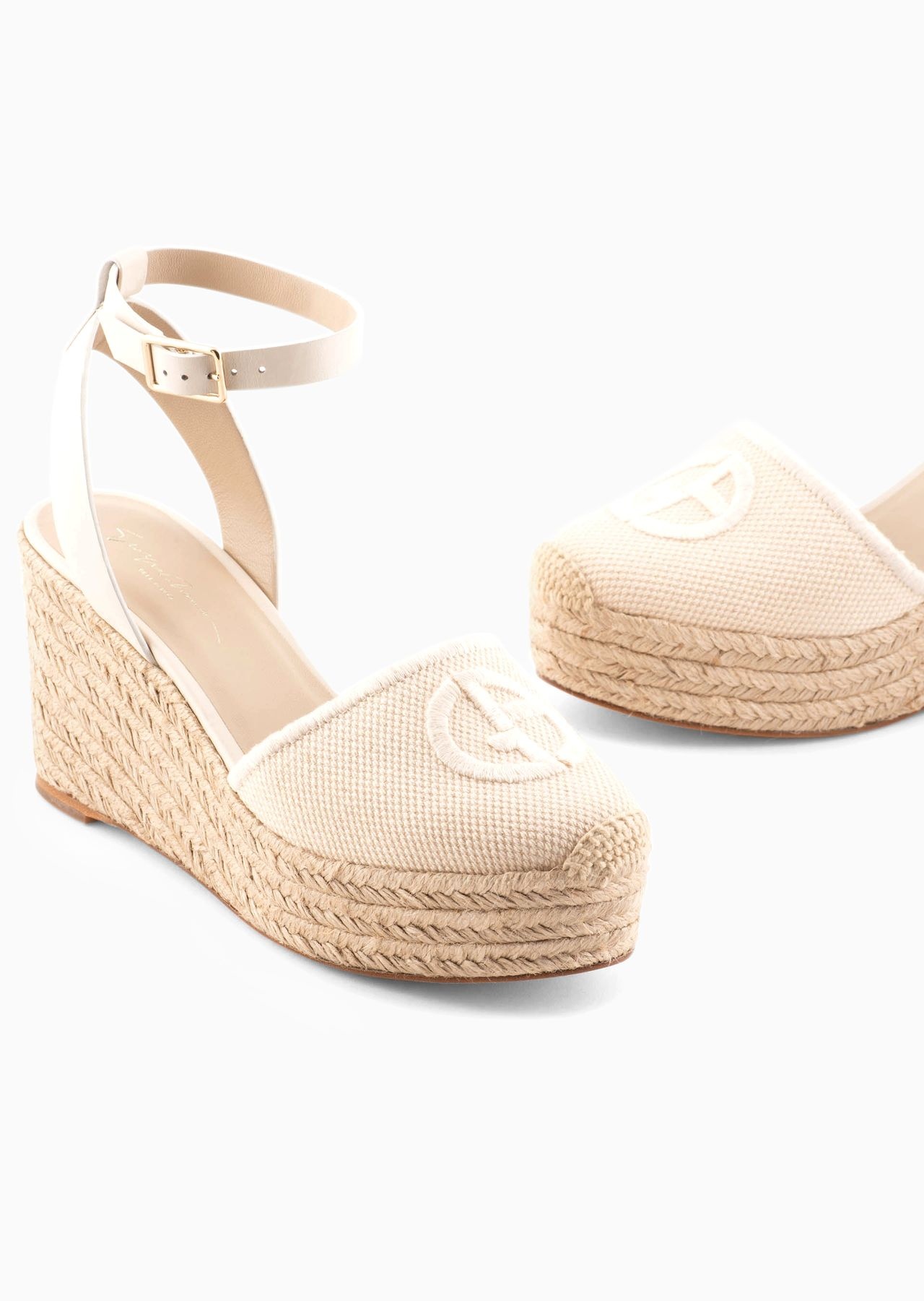 Cotton espadrilles with wedges and embroidered logo - 5