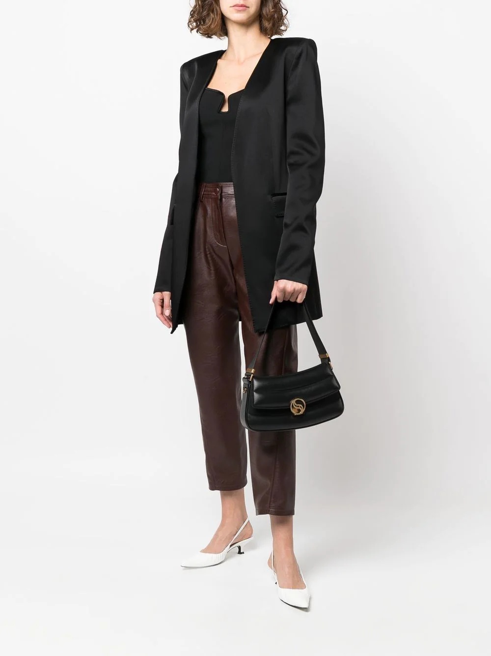 S logo-plaque padded shoulder bag - 2