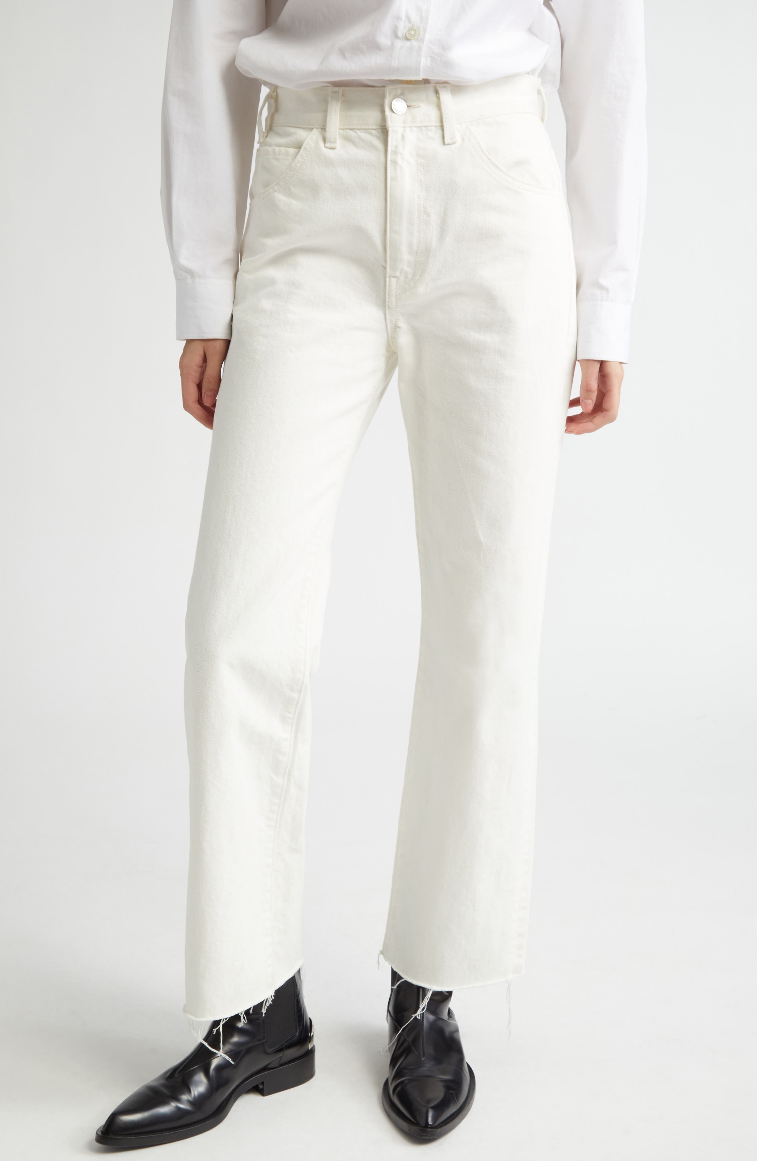 Nili Lotan Calla Straight Leg Jeans in Cream at Nordstrom - 1