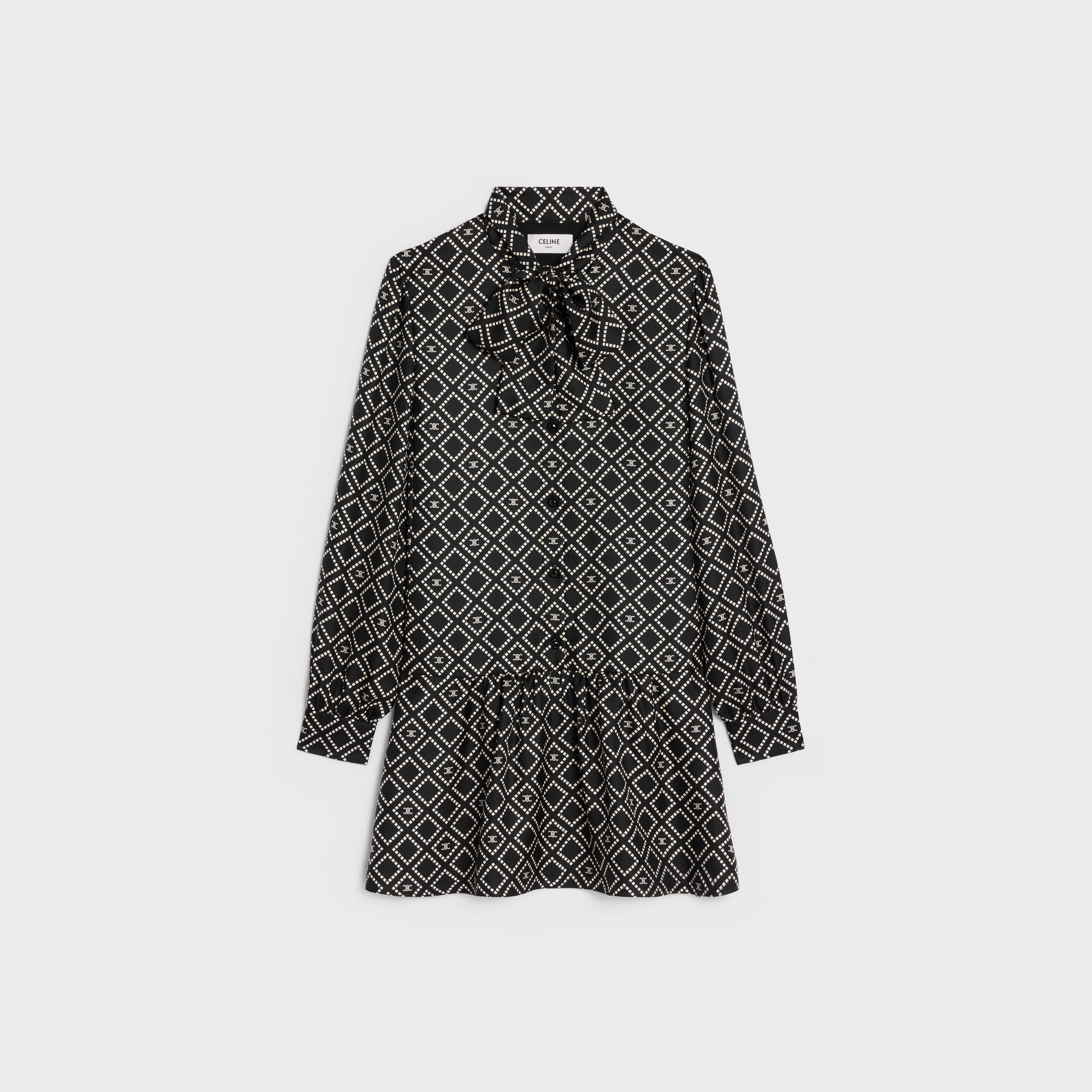 ワンピース CELINE | LAVALLIERE MINI DRESS IN SILK GEORGETTE Celine Lavallière Mini Dress in Silk Georgette | eBay