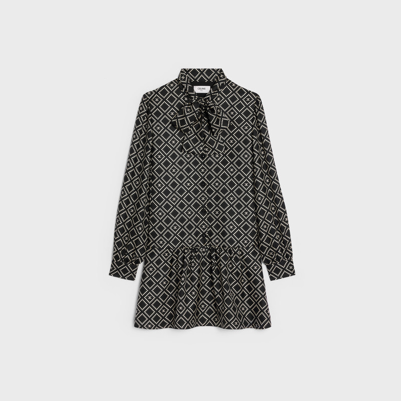 Basque mini dress in silk twill 1