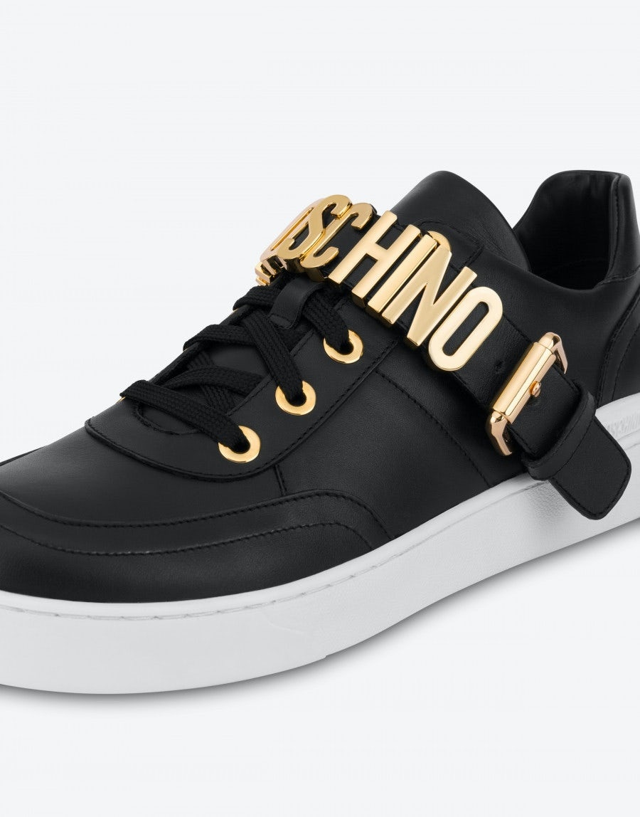 LETTERING LOGO CALFSKIN SNEAKERS - 4