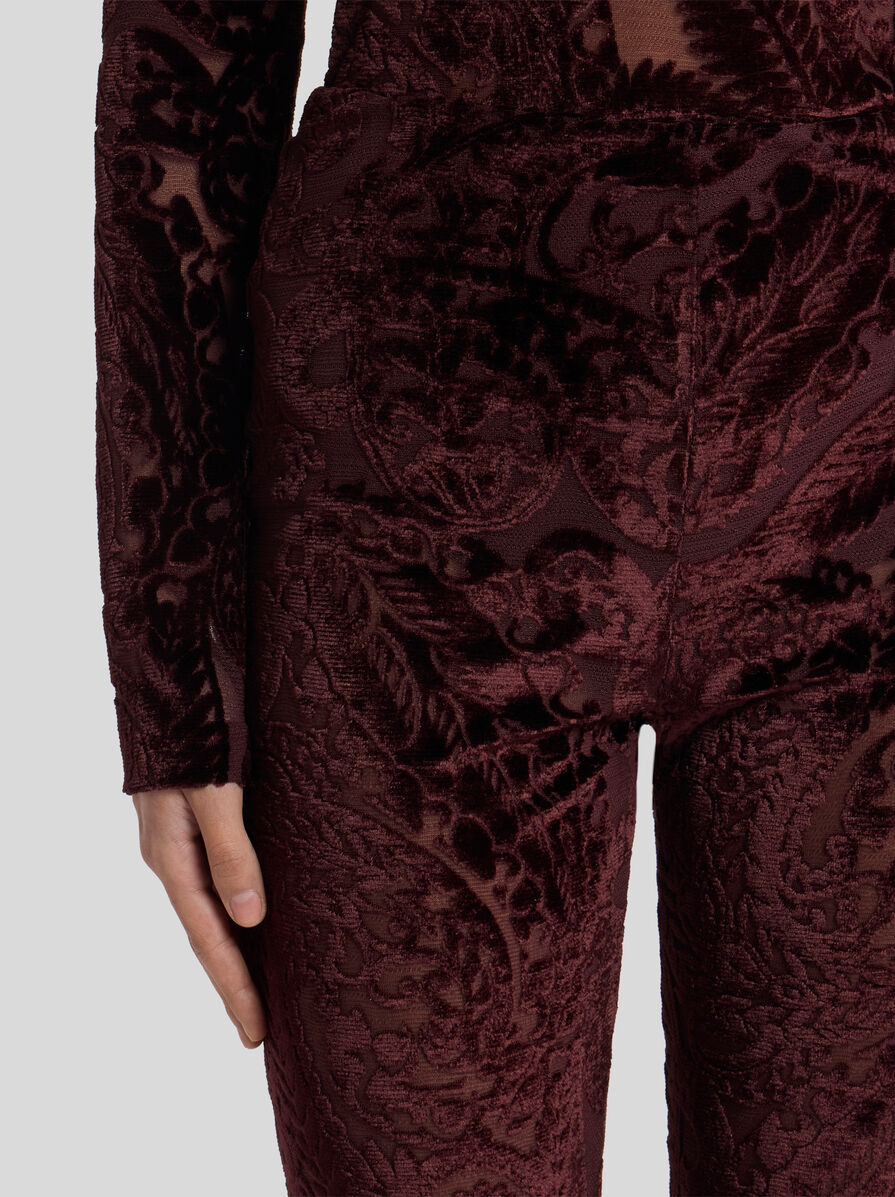 JACQUARD CHENILLE TROUSERS WITH LACE EFFECT - 3