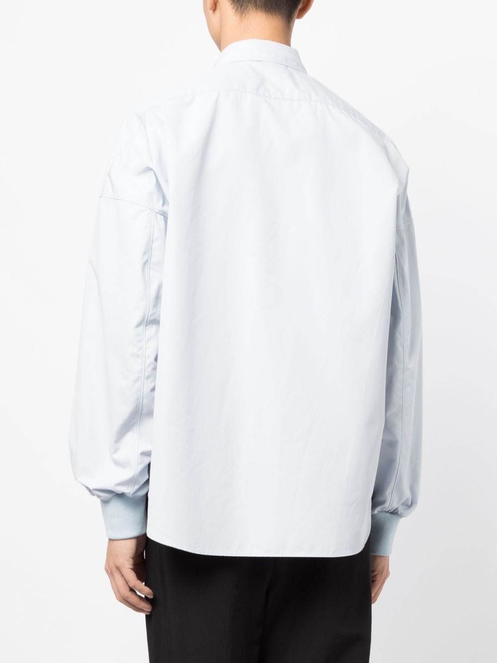ribbed-cuff silk-blend shirt - 4