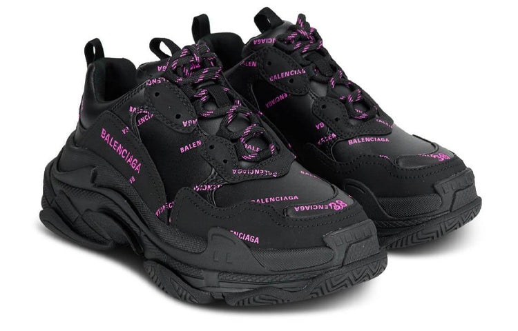 (WMNS) Balenciaga Triple S Sneaker 'All Over Logo - Black Pink' 524039W2FA11050 - 3