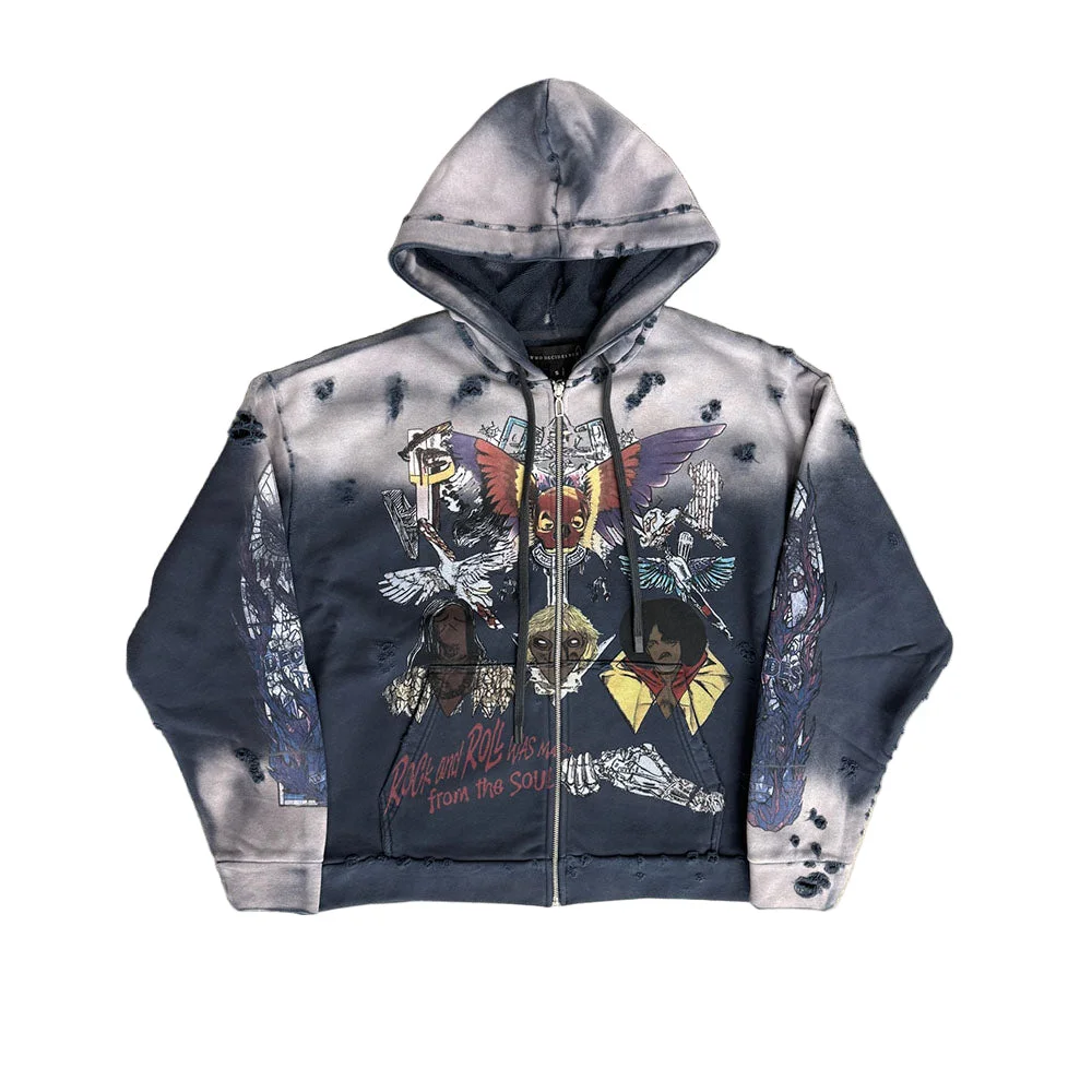 STAR ZIP UP HOODIE (LAVENDER/MULTICOLOR) - 1