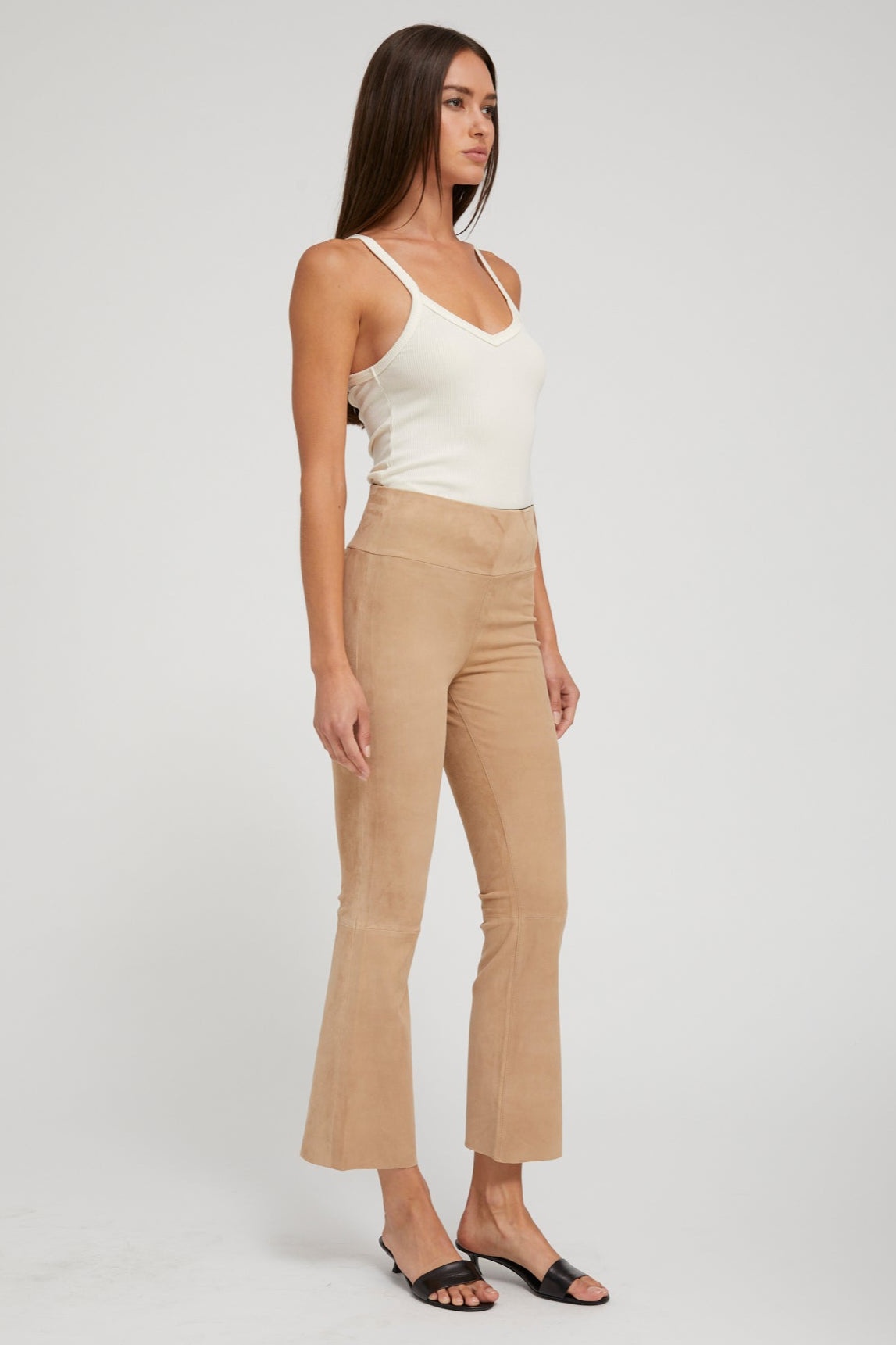 SAND SUEDE ANKLE FLARE - 3