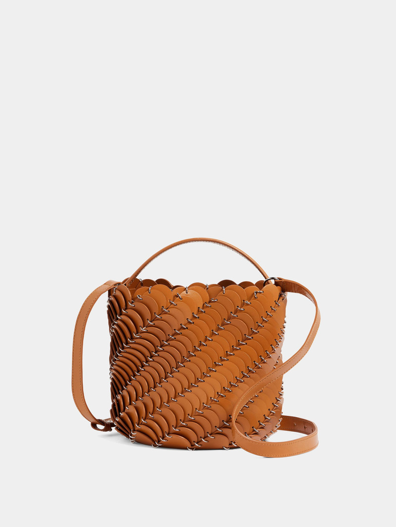 MEDIUM COGNAC BUCKET PACO BAG IN LEATHER 3