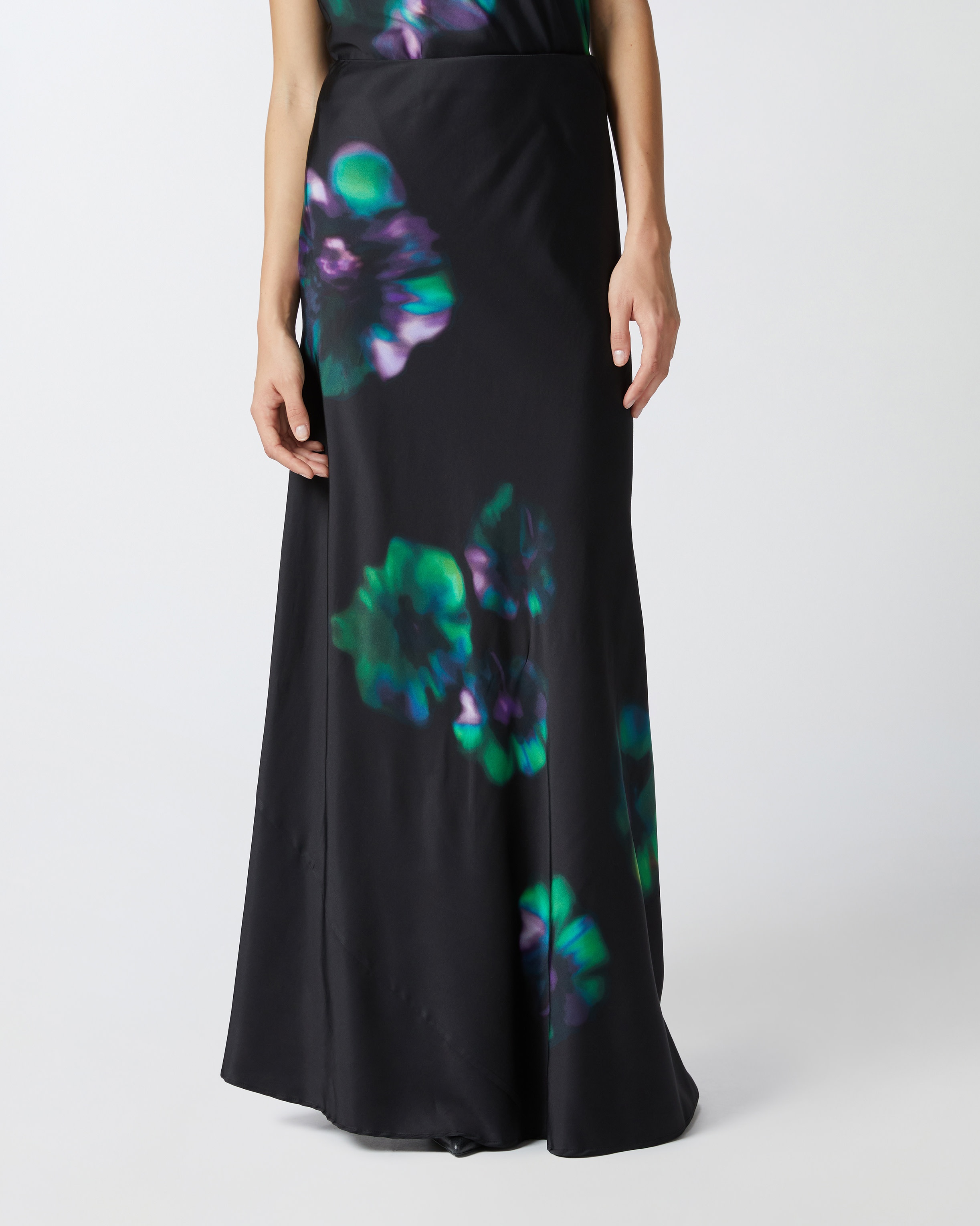 LONG SATIN SKIRT WITH FLORAL PRINT - 3