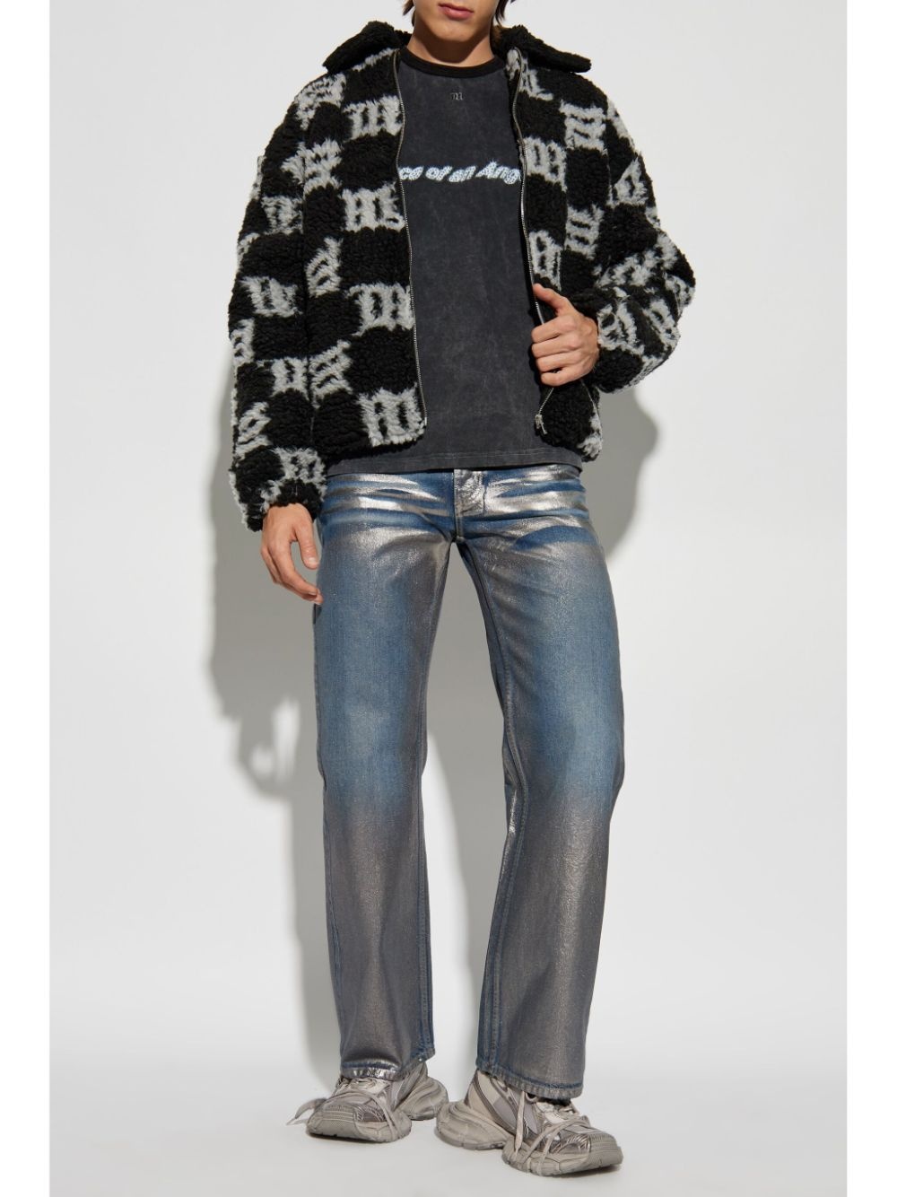 coated straight jeans - 2
